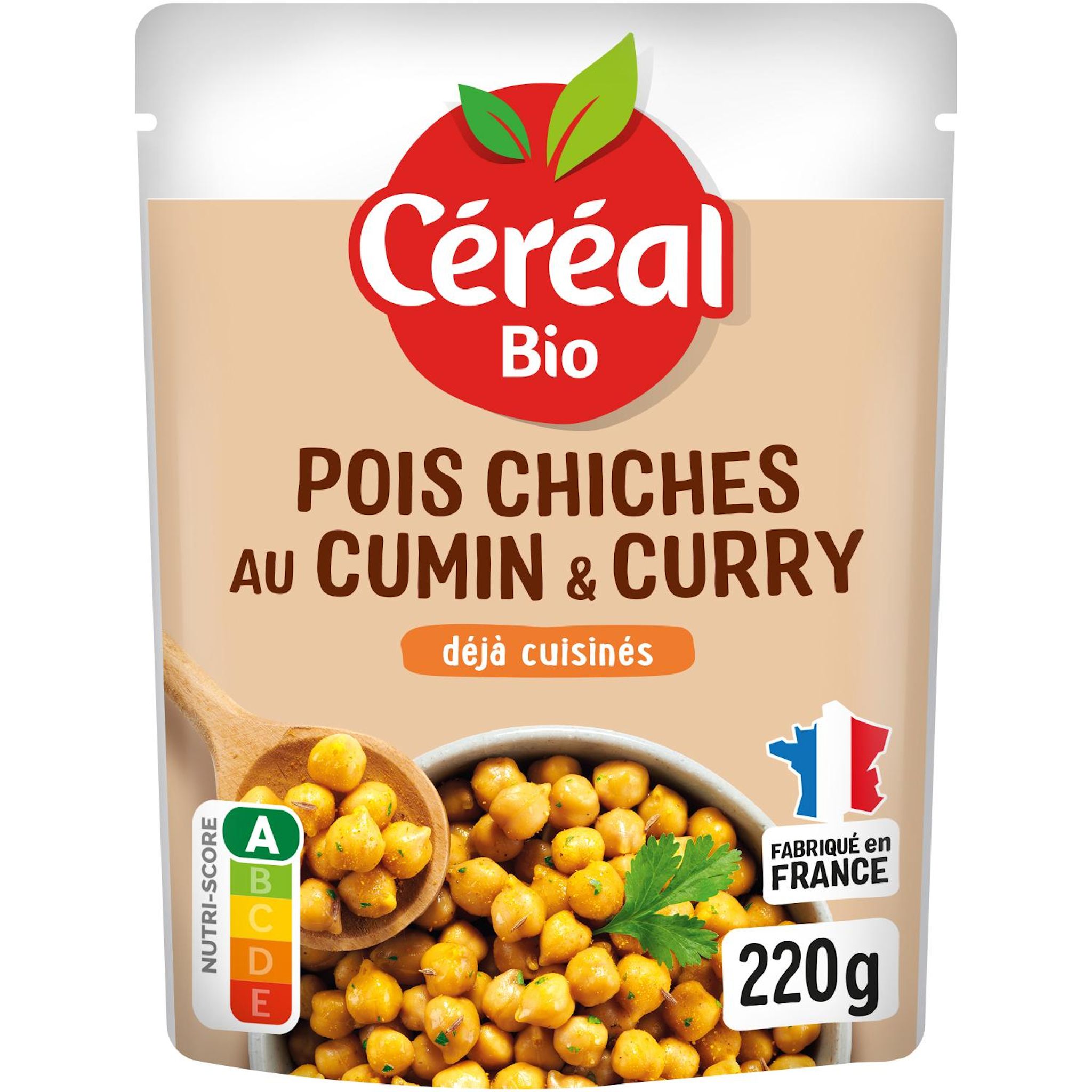 CÉRÉAL BIO Pois chiches au cumin et curry sachet express 220g