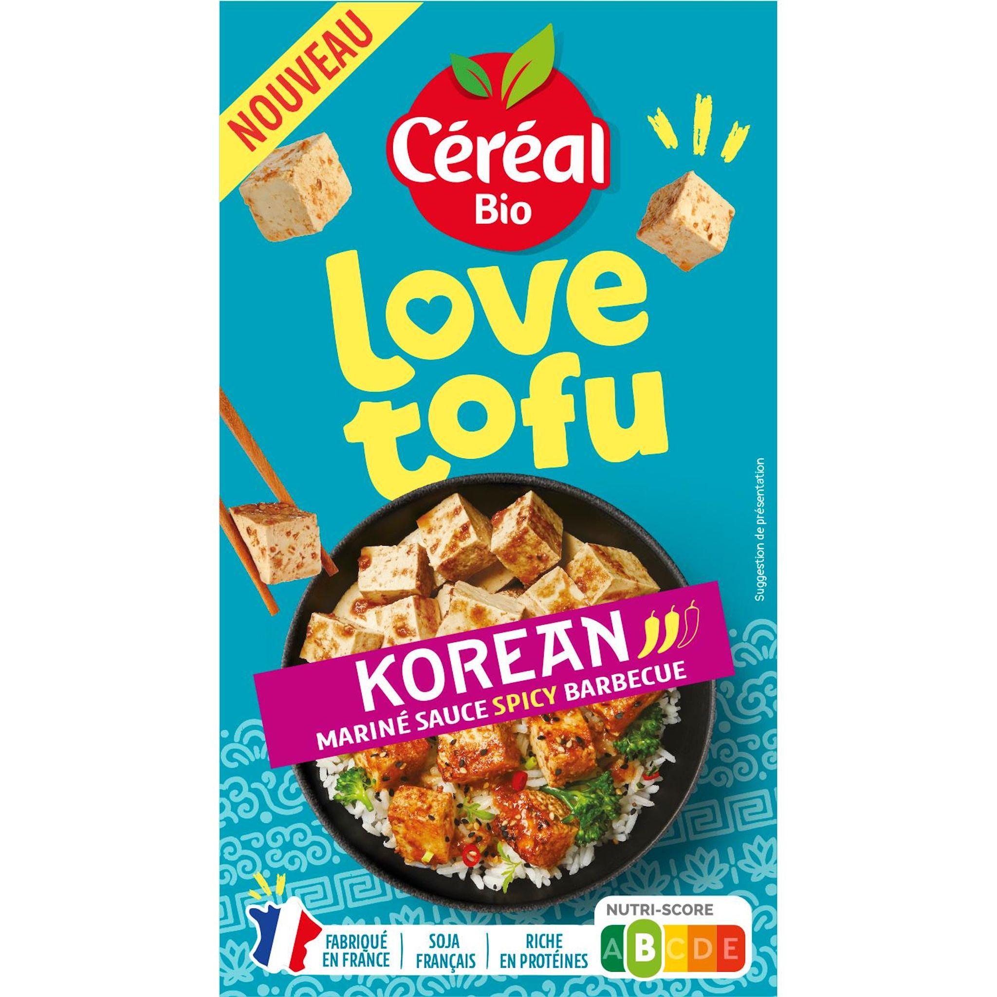 CÉRÉAL BIO Love tofu Korean mariné sauce spicy barbecue 290g