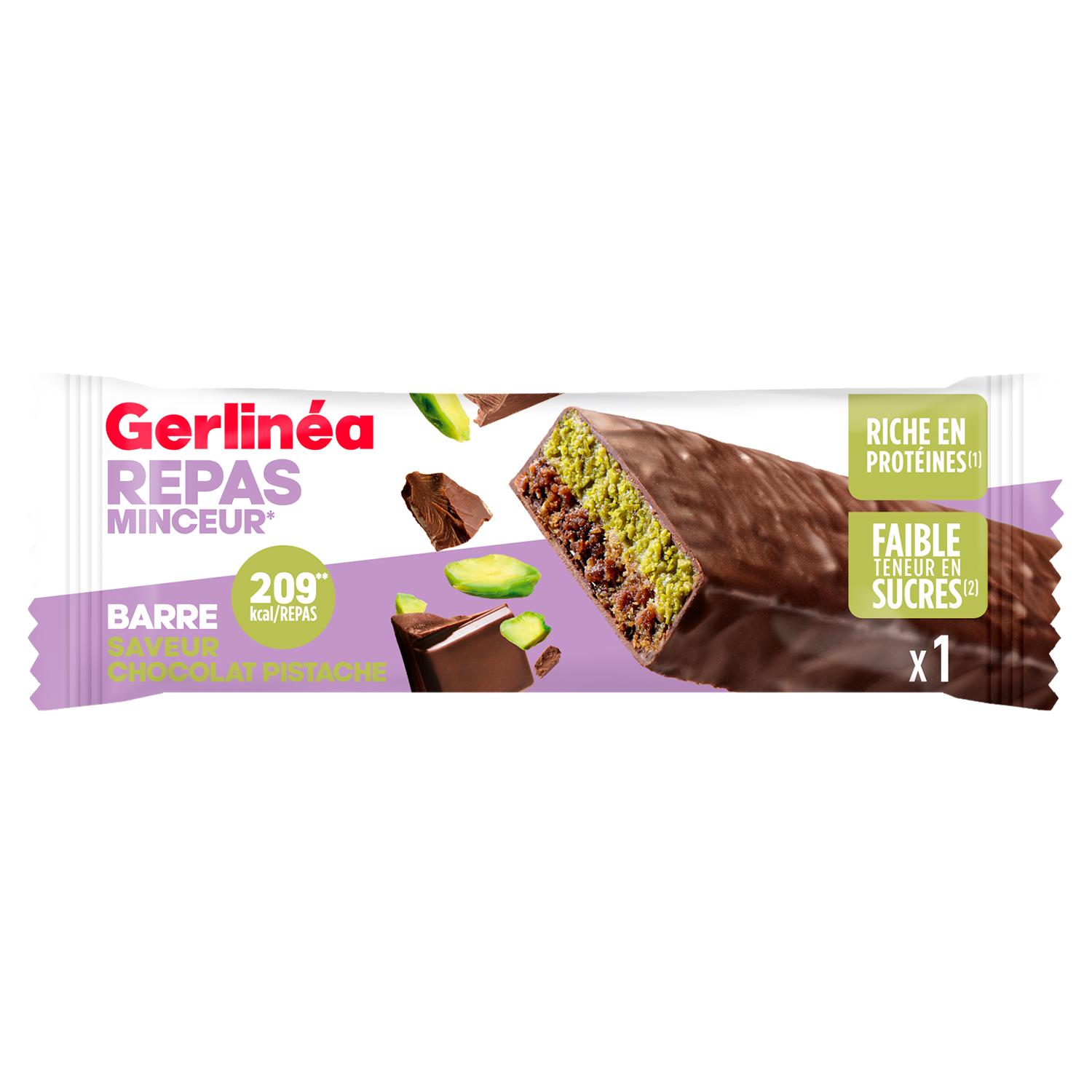 GERLINEA Barre repas minceur saveur chocolat pistache 1 barre 62g