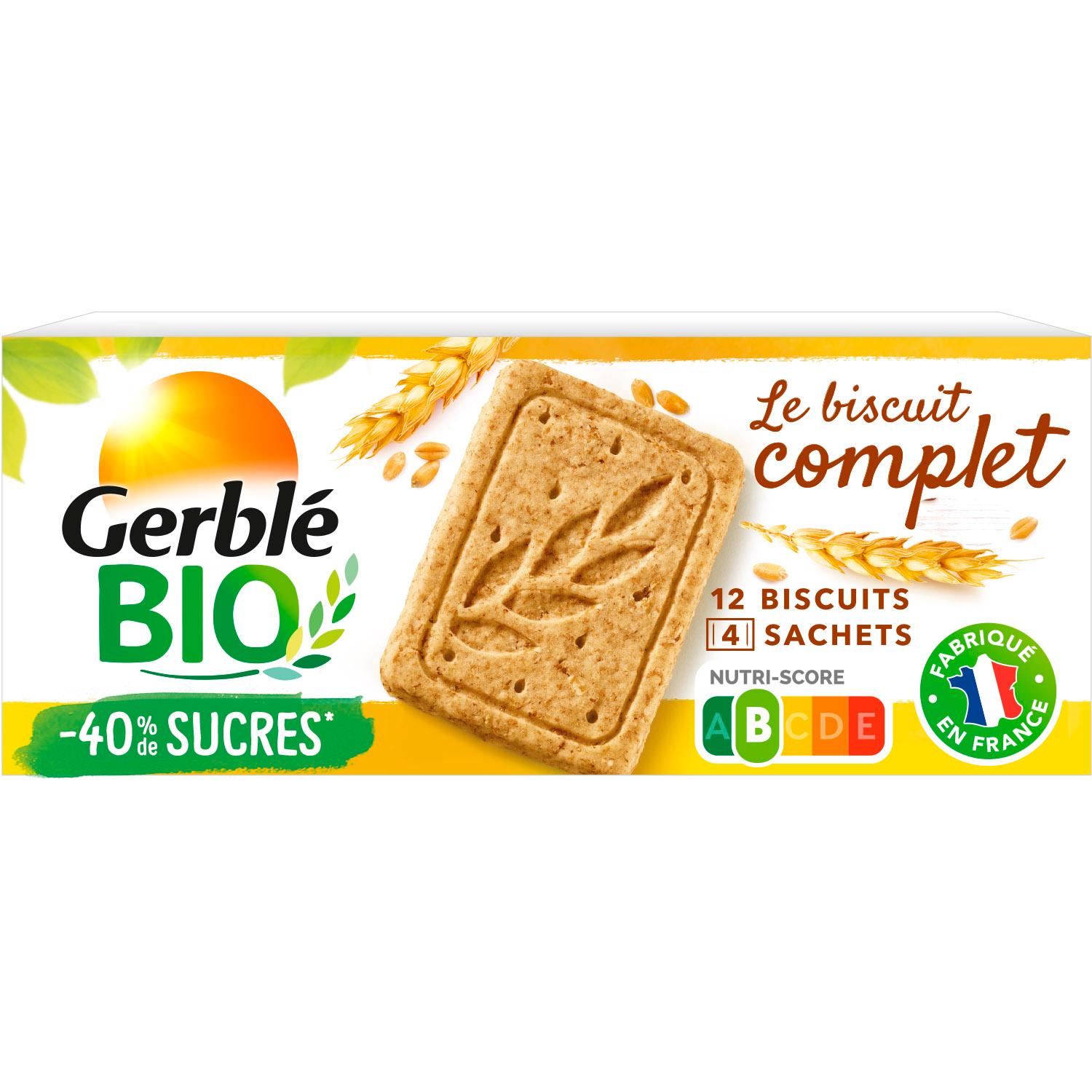 GERBLE BIO Biscuits sablés au blé complet réduits en sucres 12 biscuits 132g