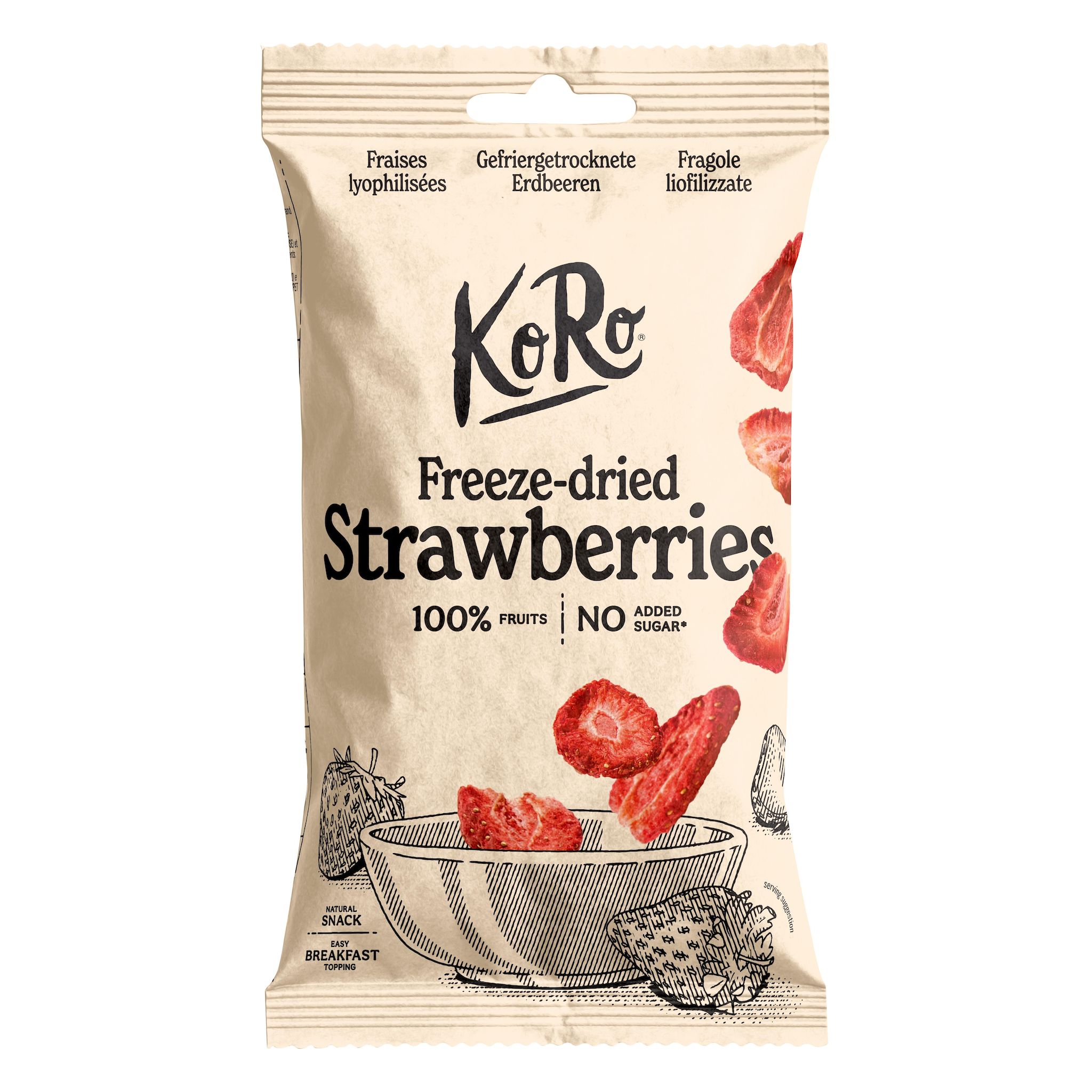 KORO Fraises lyophilisées sans sucres ajoutés 20g