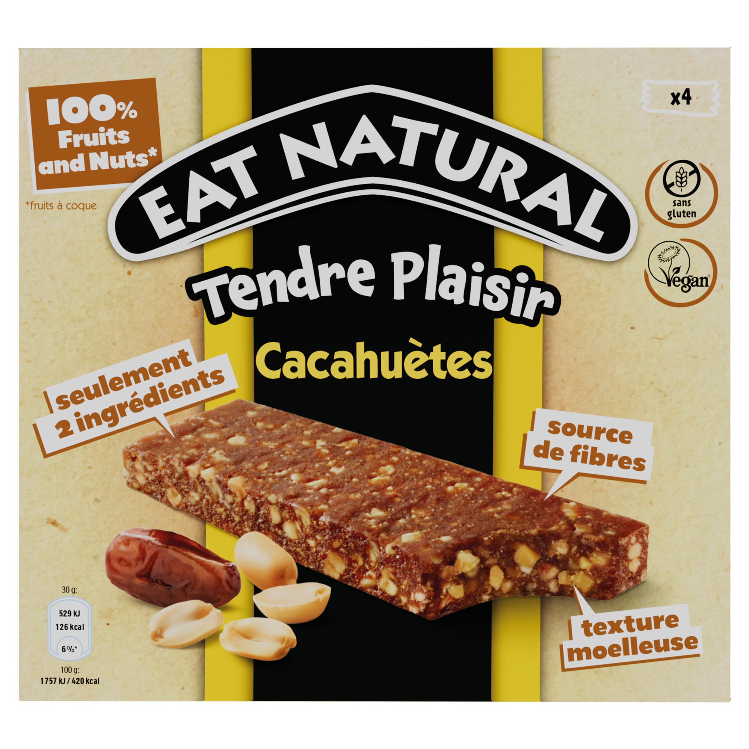 EAT NATURAL Barres de céréales aux dattes et cacahuètes sans gluten 4 barres 120g