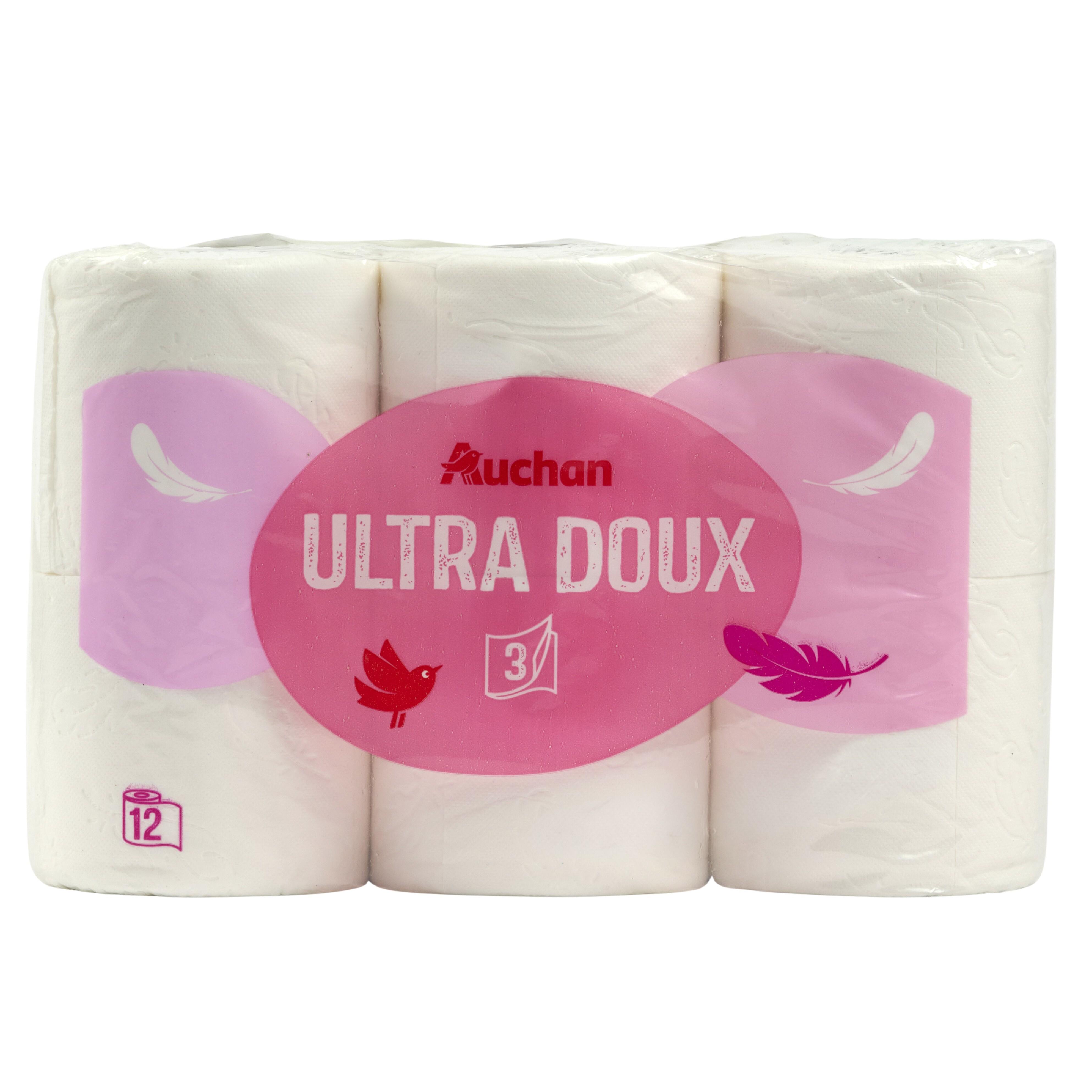 AUCHAN Papier toilette blanc ultra doux 3 épaisseurs 12 rouleaux