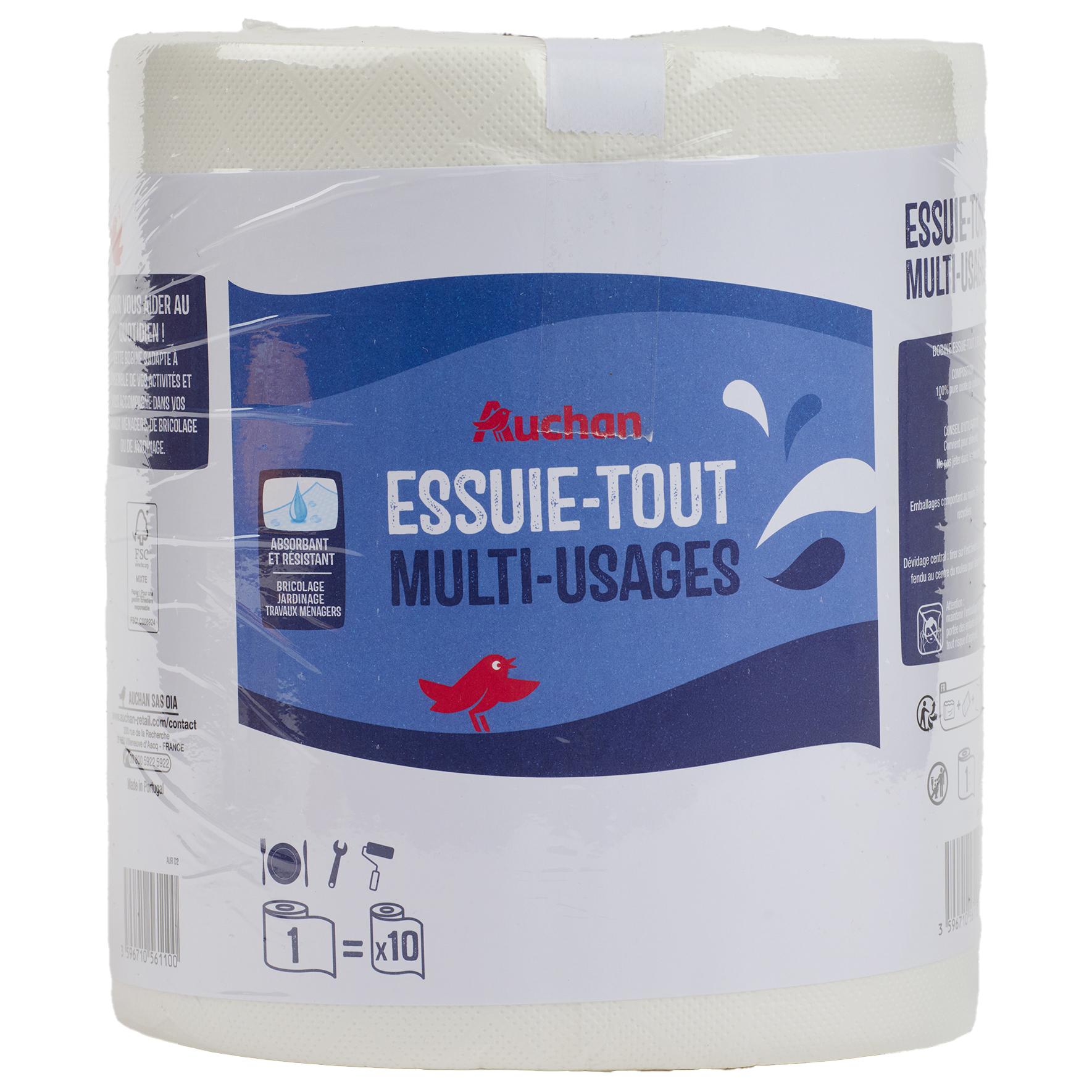 AUCHAN Essuie-tout bobine multi-usage = 10 standards 1=10 rouleaux