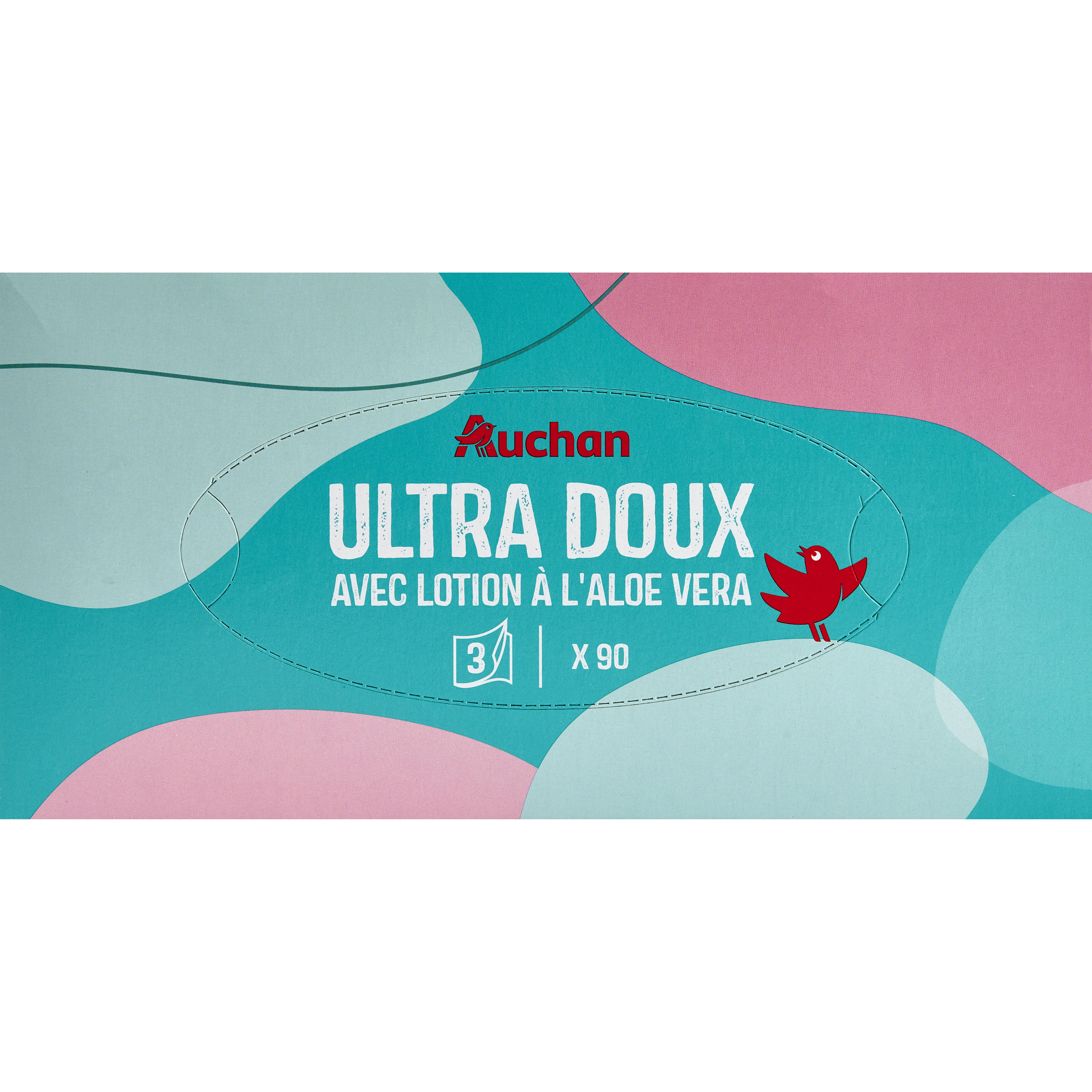 AUCHAN Sensitive mouchoirs 3 plis 90 pièces