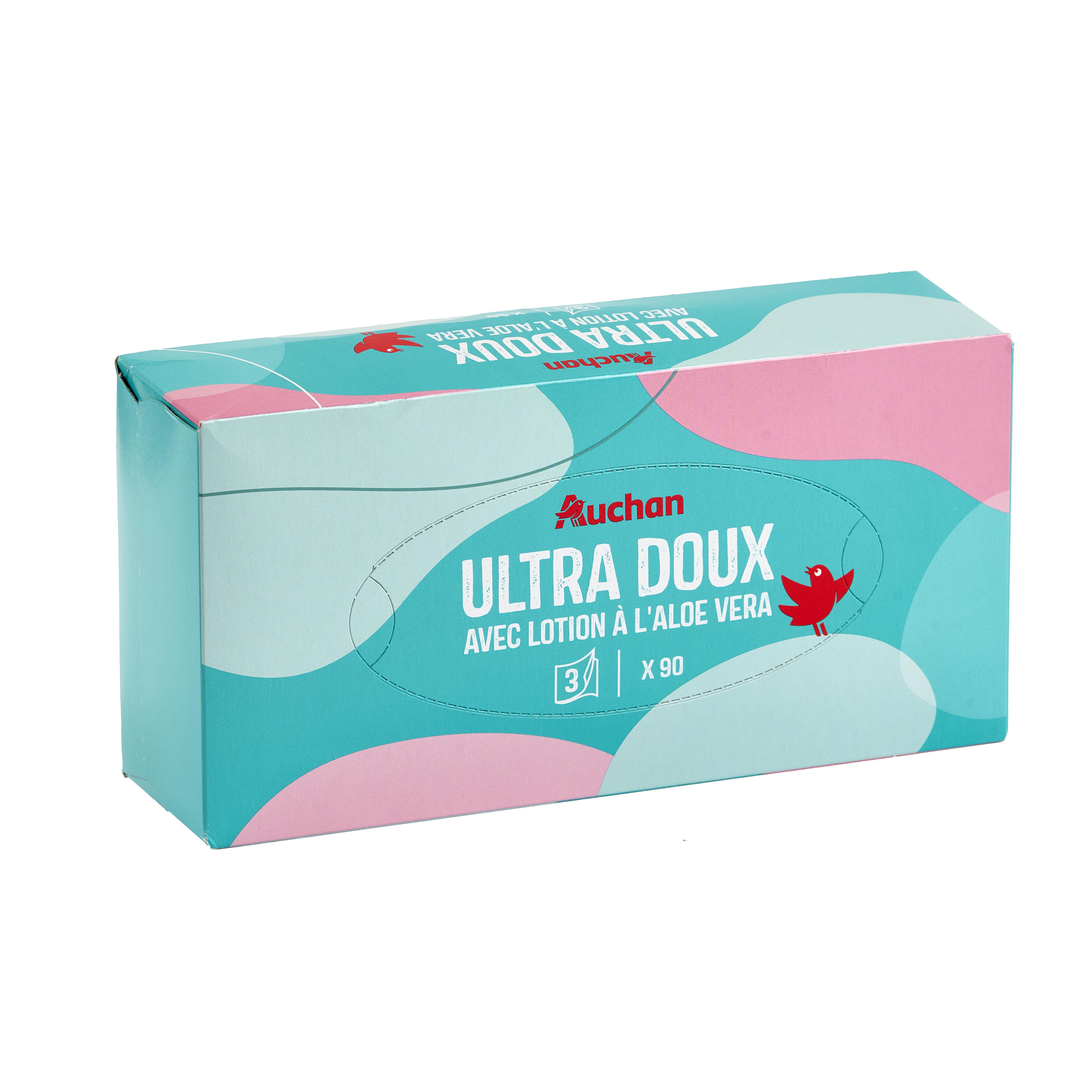 Voir la diapositive 2 : AUCHAN Sensitive mouchoirs 3 plis 90 pièces