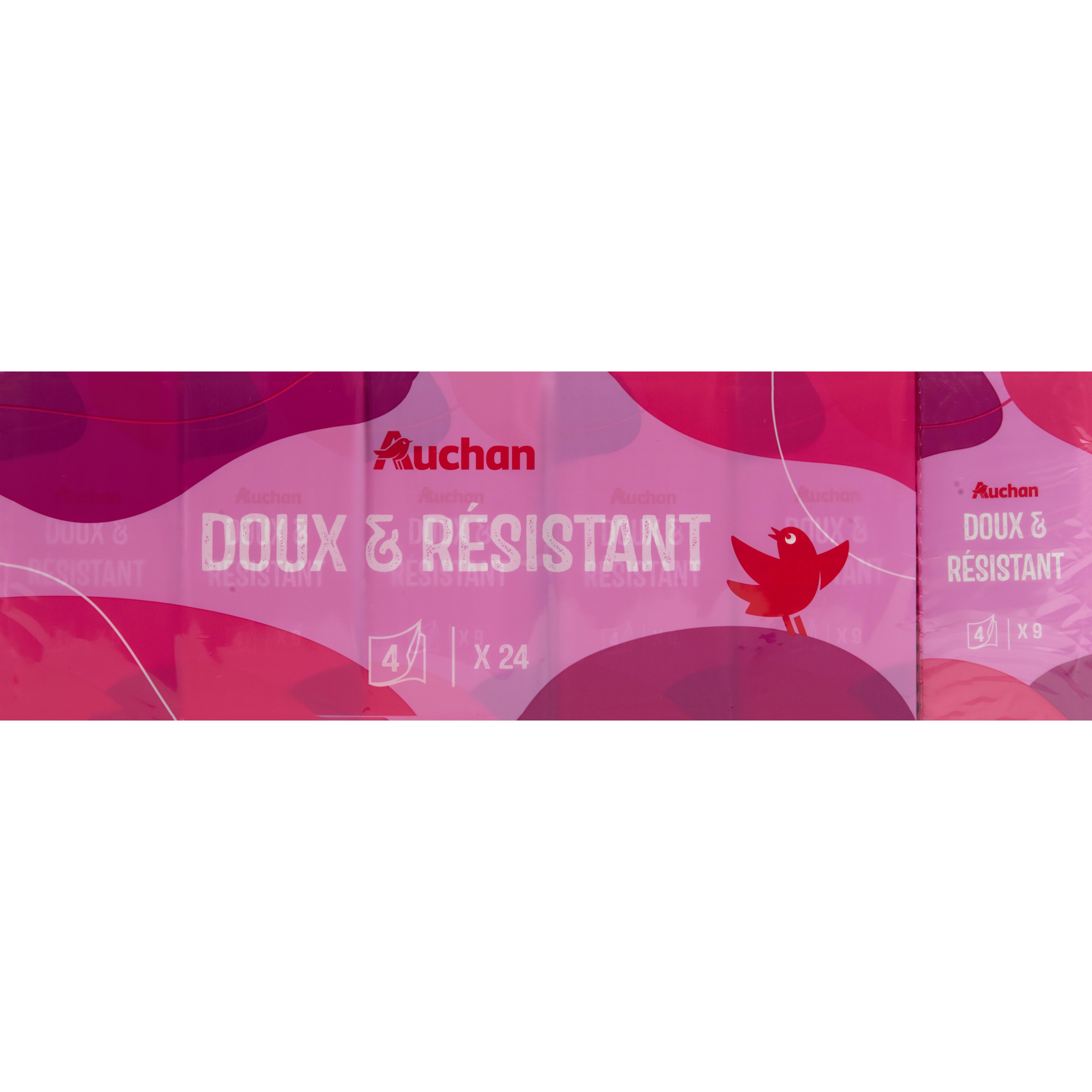 AUCHAN Mouchoirs confort 4 plis douceur et résistance 24 pièces