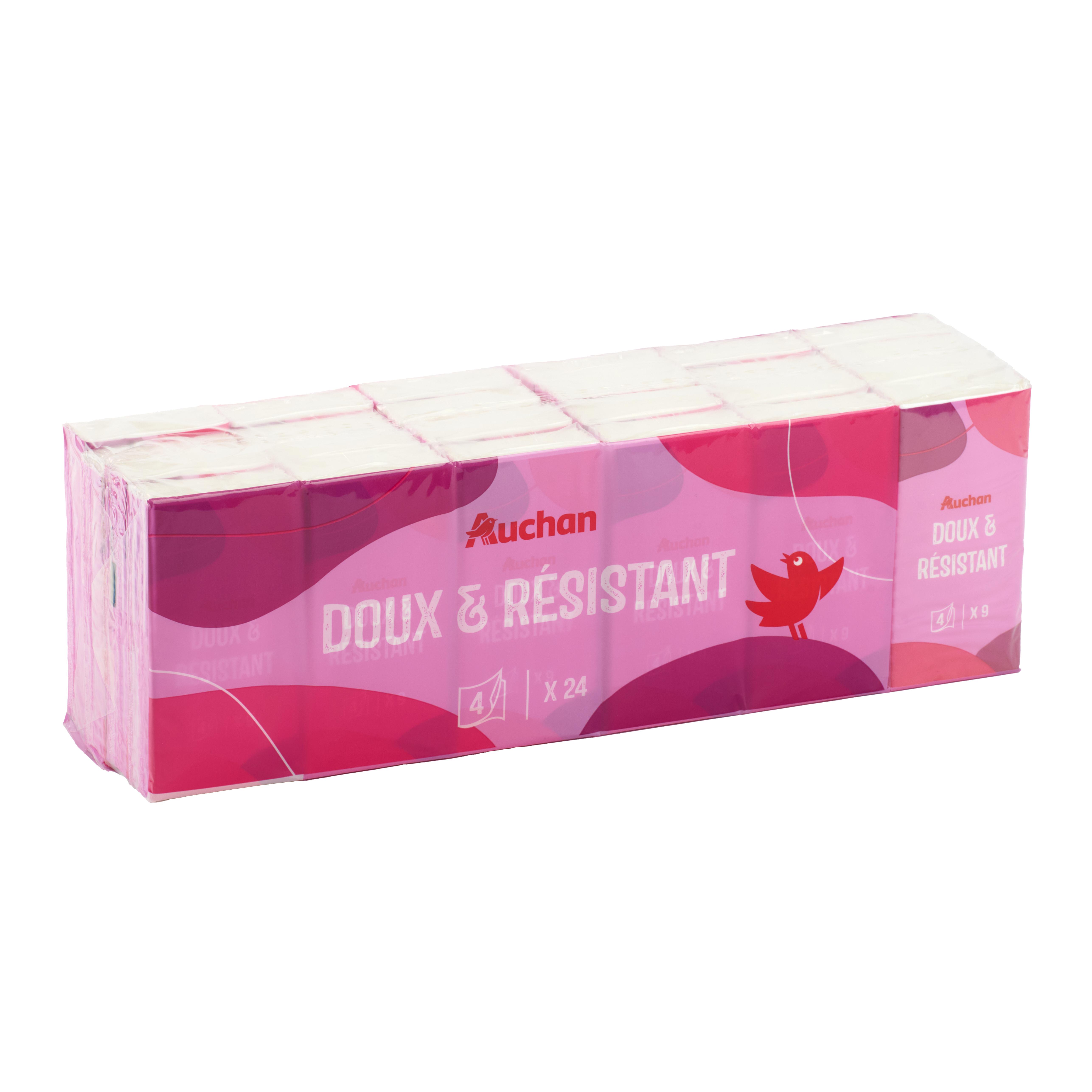 Voir la diapositive 3 : AUCHAN Mouchoirs confort 4 plis douceur et résistance 24 pièces