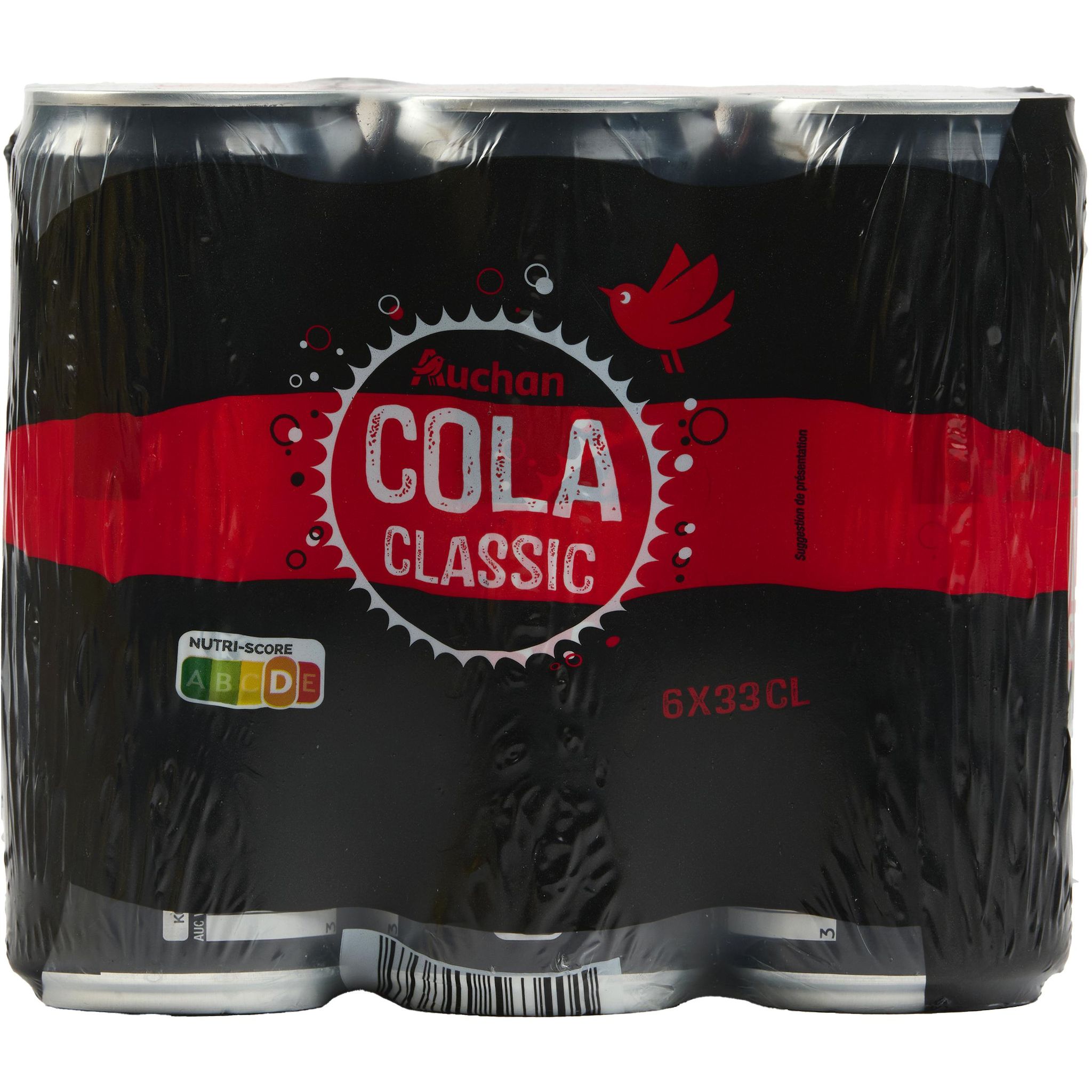 AUCHAN Boisson gazeuse au cola boîtes 6x33cl