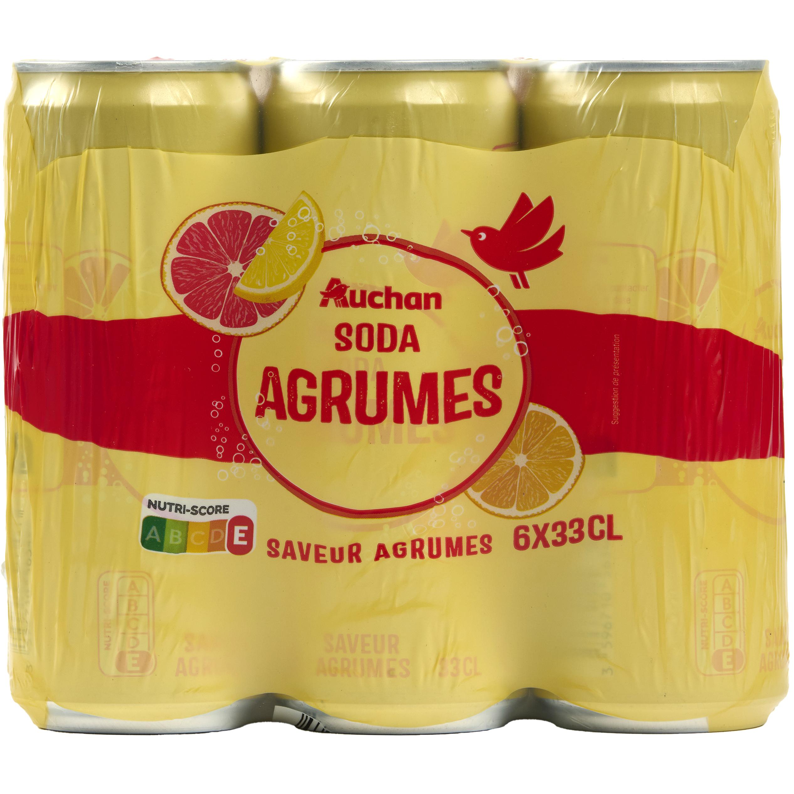 AUCHAN Soda agrumes 6x33cl