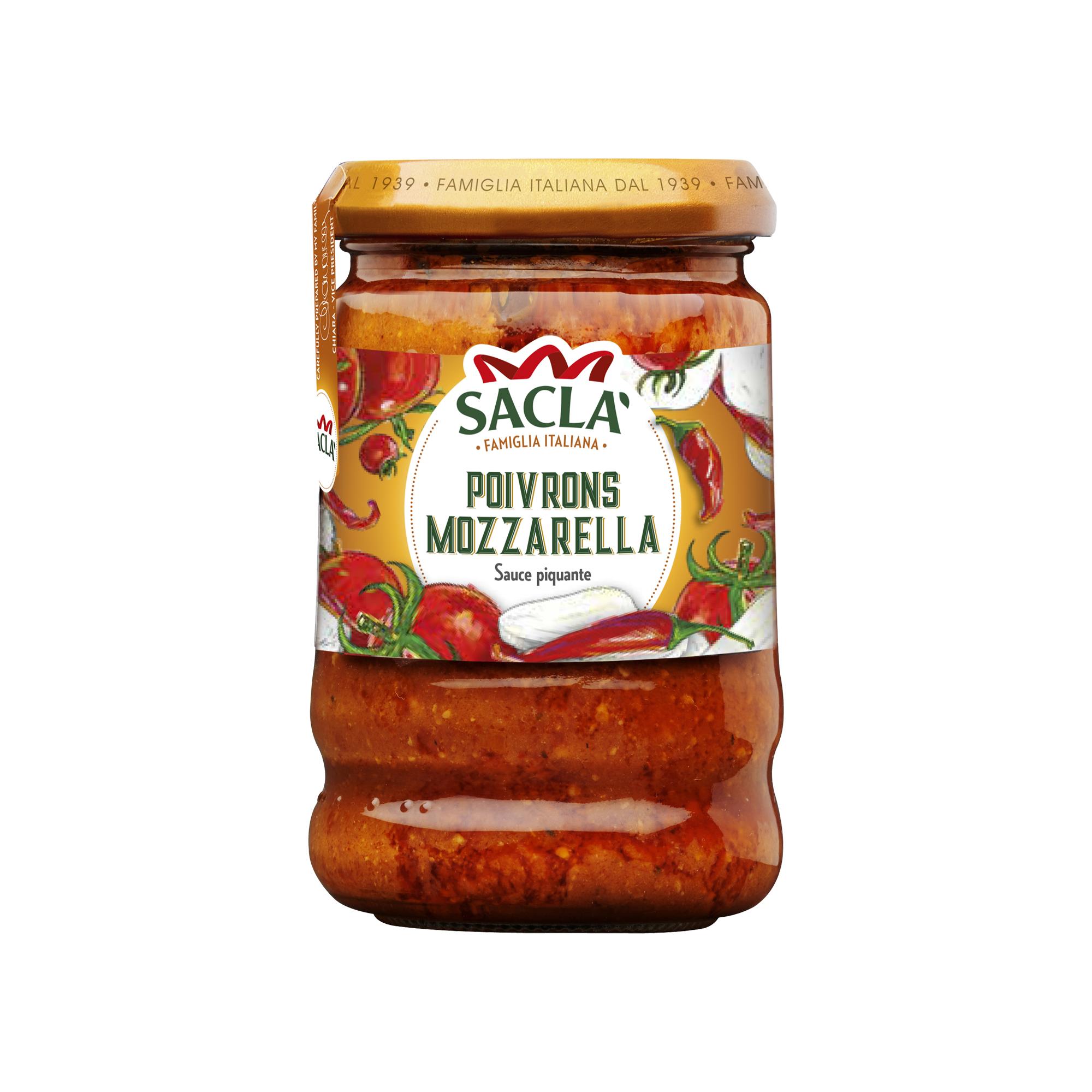 SACLA Sauce aux poivrons et mozzarella légèrement pimentée bocal 190g