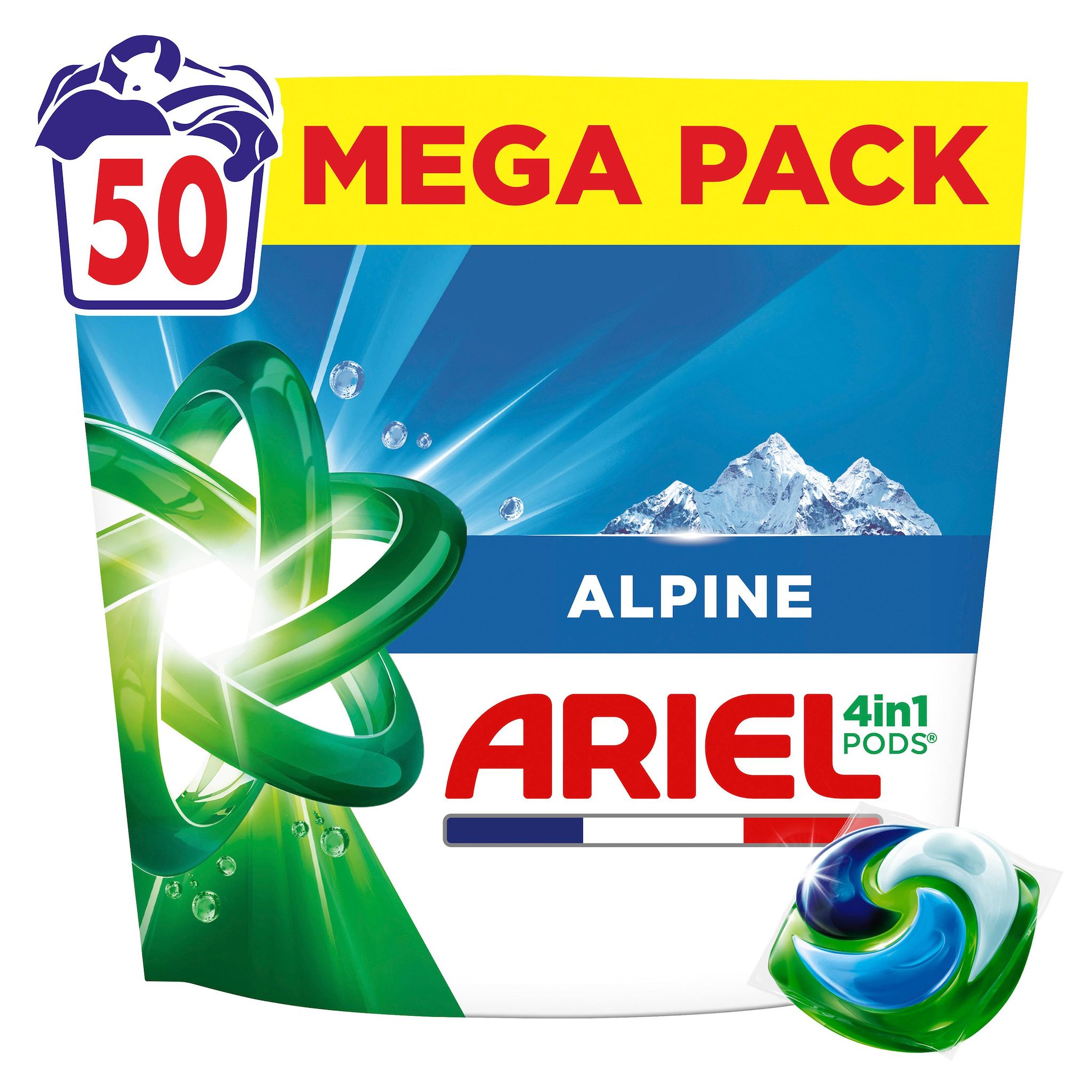 ARIEL 4en1 PODS lessive capsules alpine 50 capsules