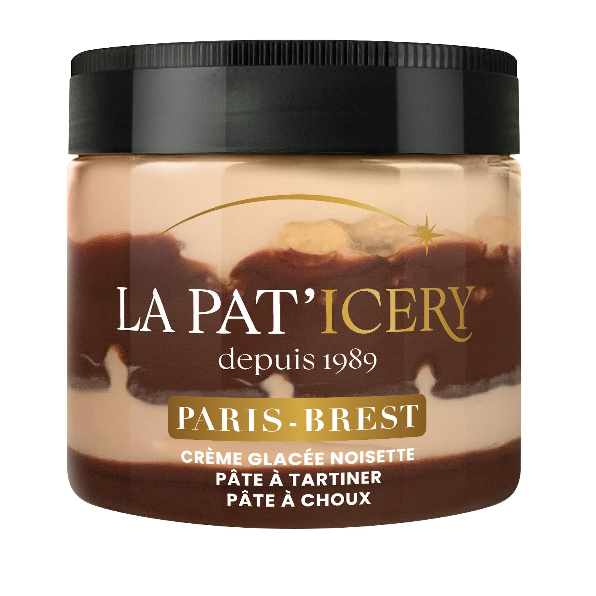 LA PAT ICERY Pot de crème glacée - noisette - pâte à tartiner choco-noisette - feuillantine croustillante pralinée 300g