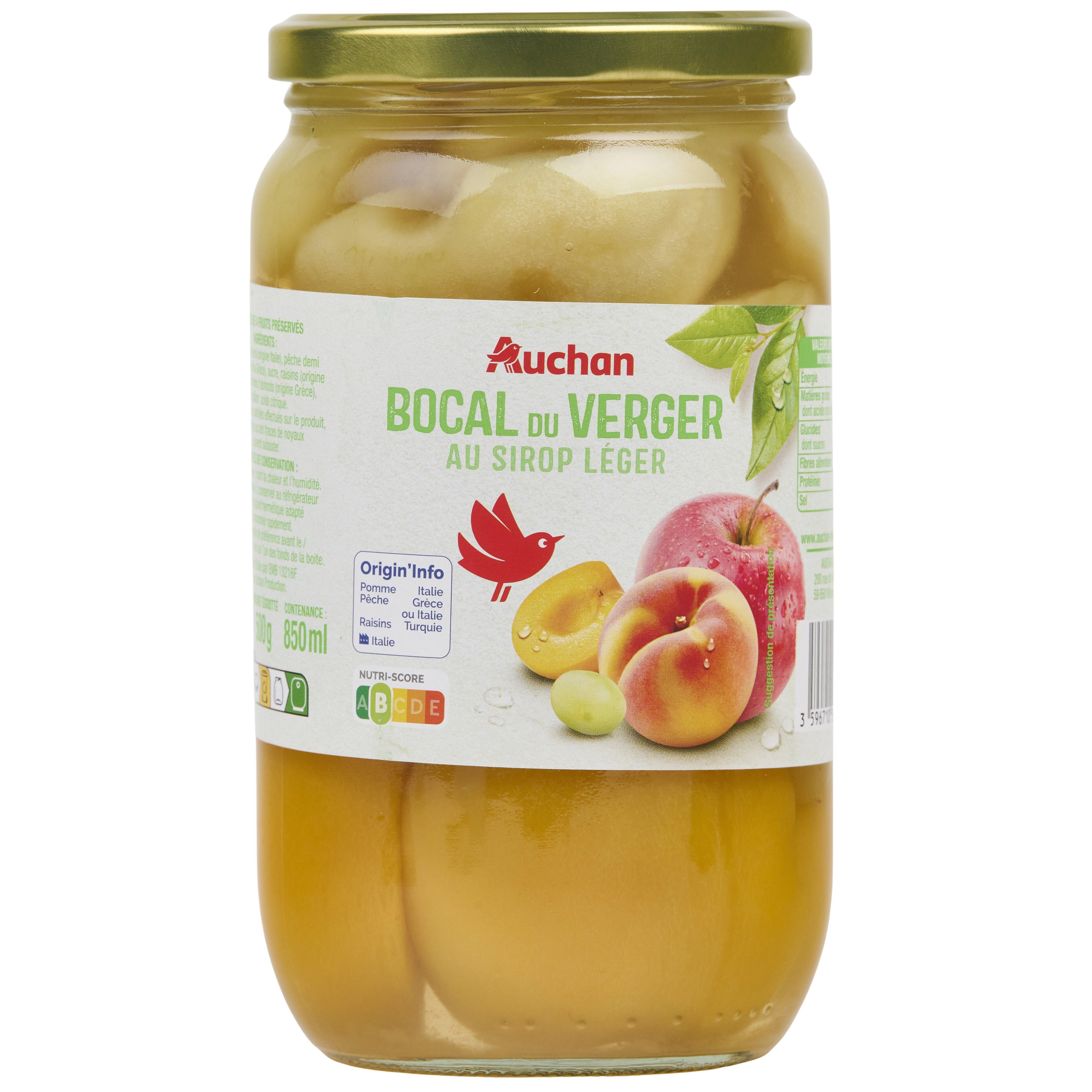 AUCHAN Bocal du verger au sirop léger 500g