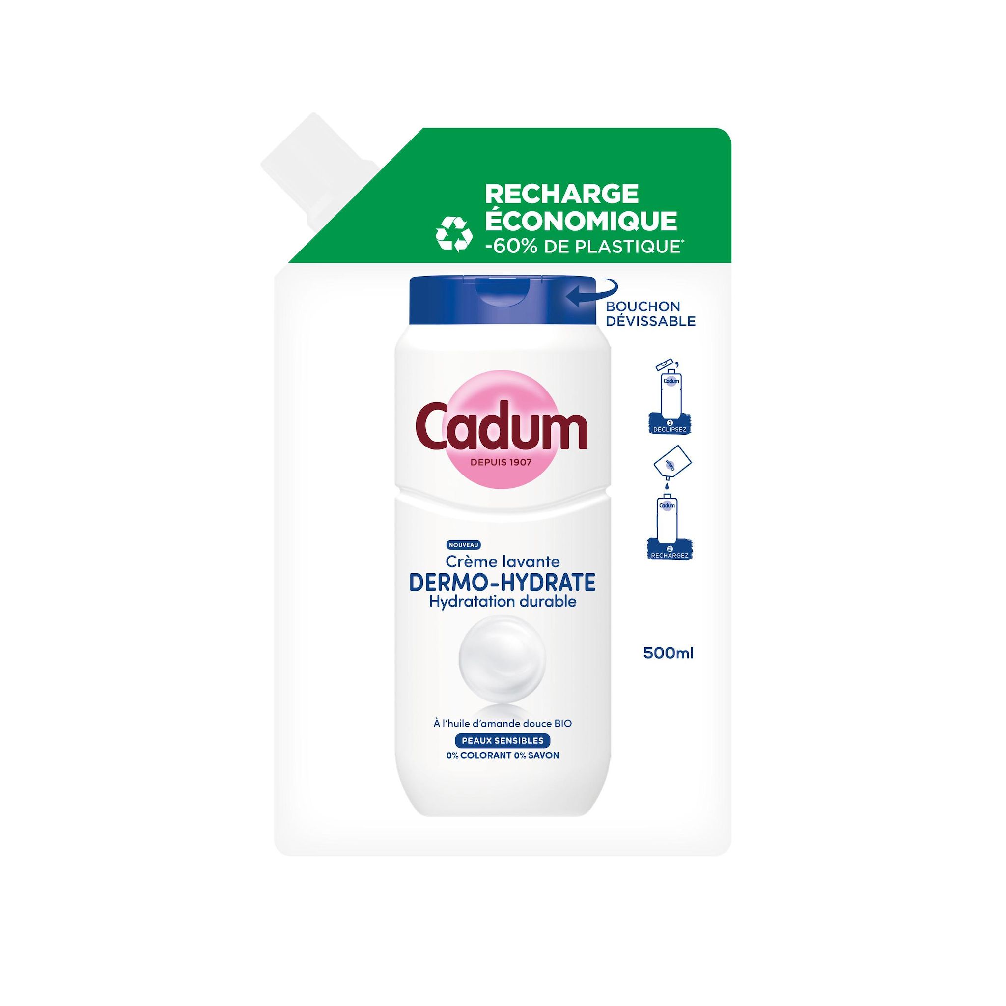 CADUM Recharge crème lavante dermo hydrate 500ml