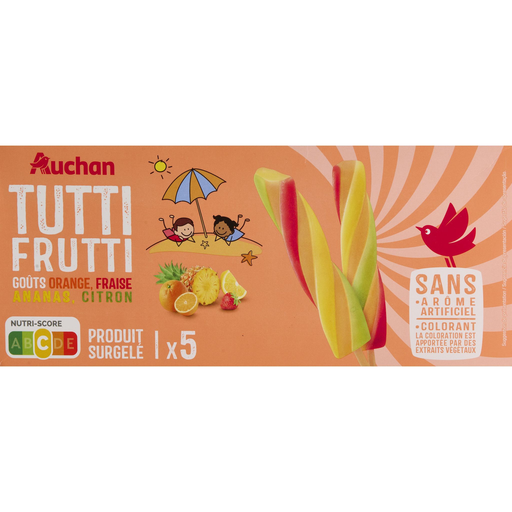 AUCHAN Bonbons tutti frutti aux fruits 375g
