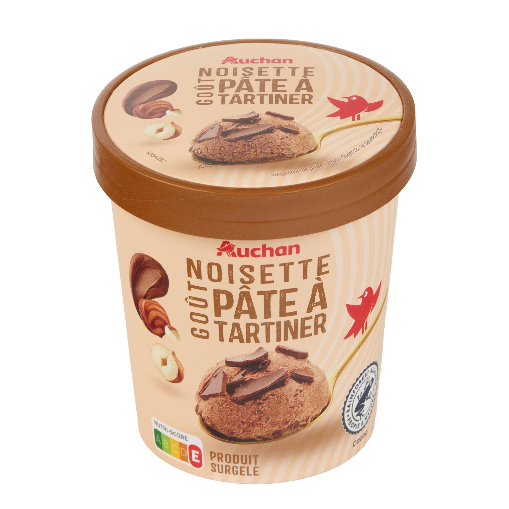 Voir la diapositive 4 : AUCHAN Glace en pot noisette pâte à tartiner 260g
