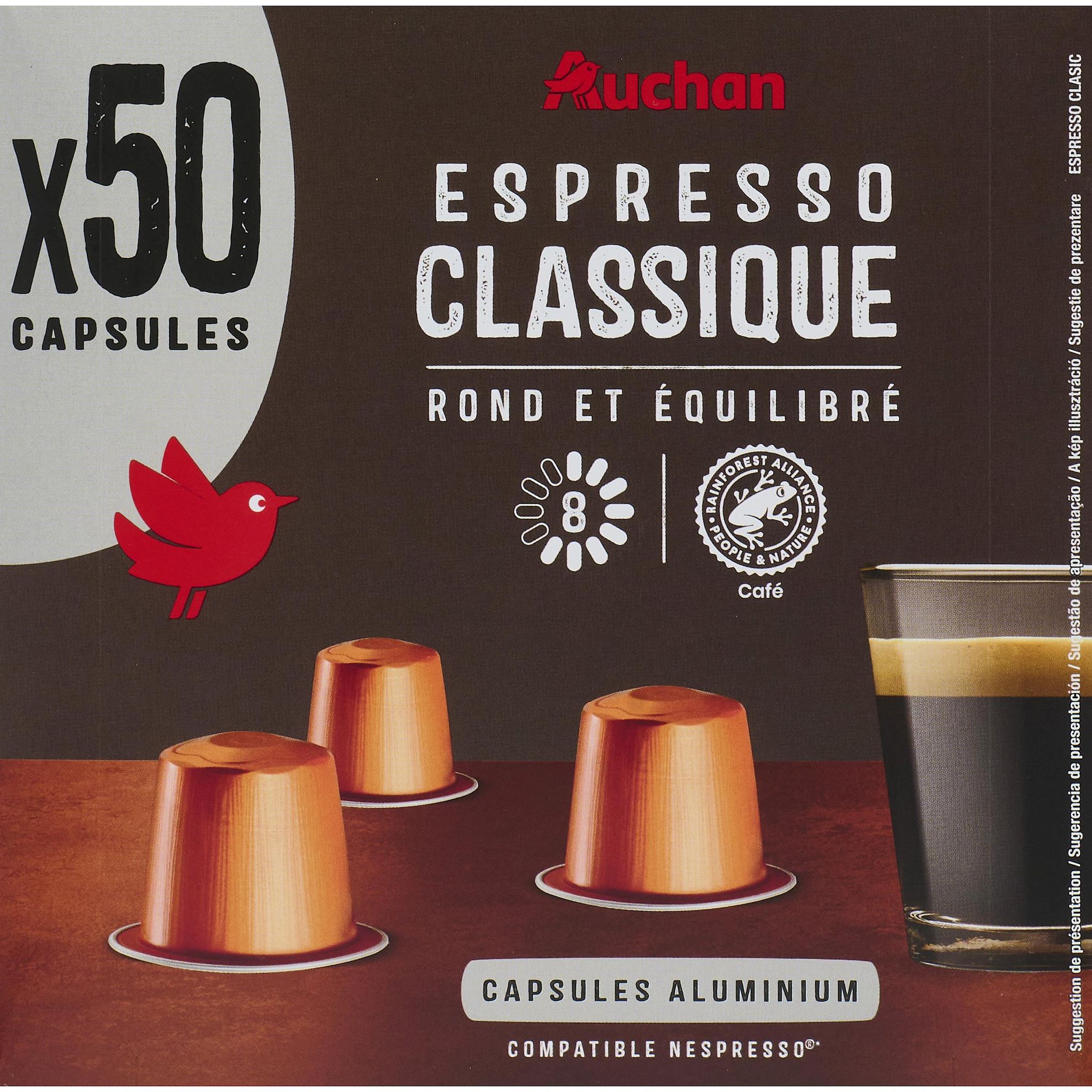 AUCHAN Capsules de café espresso classique compatibles Nespresso 260g
