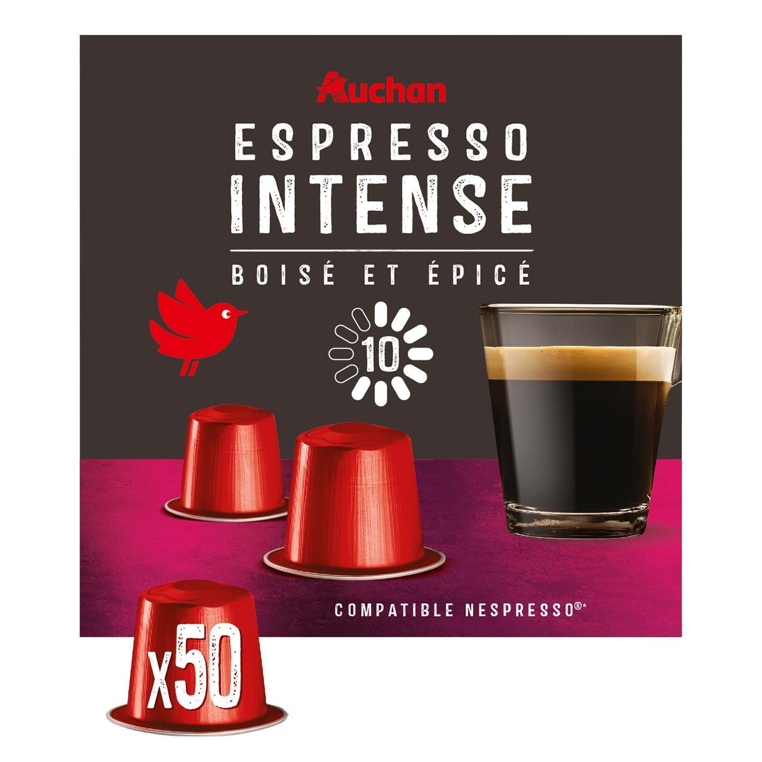 AUCHAN Capsules de café espresso intense compatibles Nespresso 50 capsules 260g