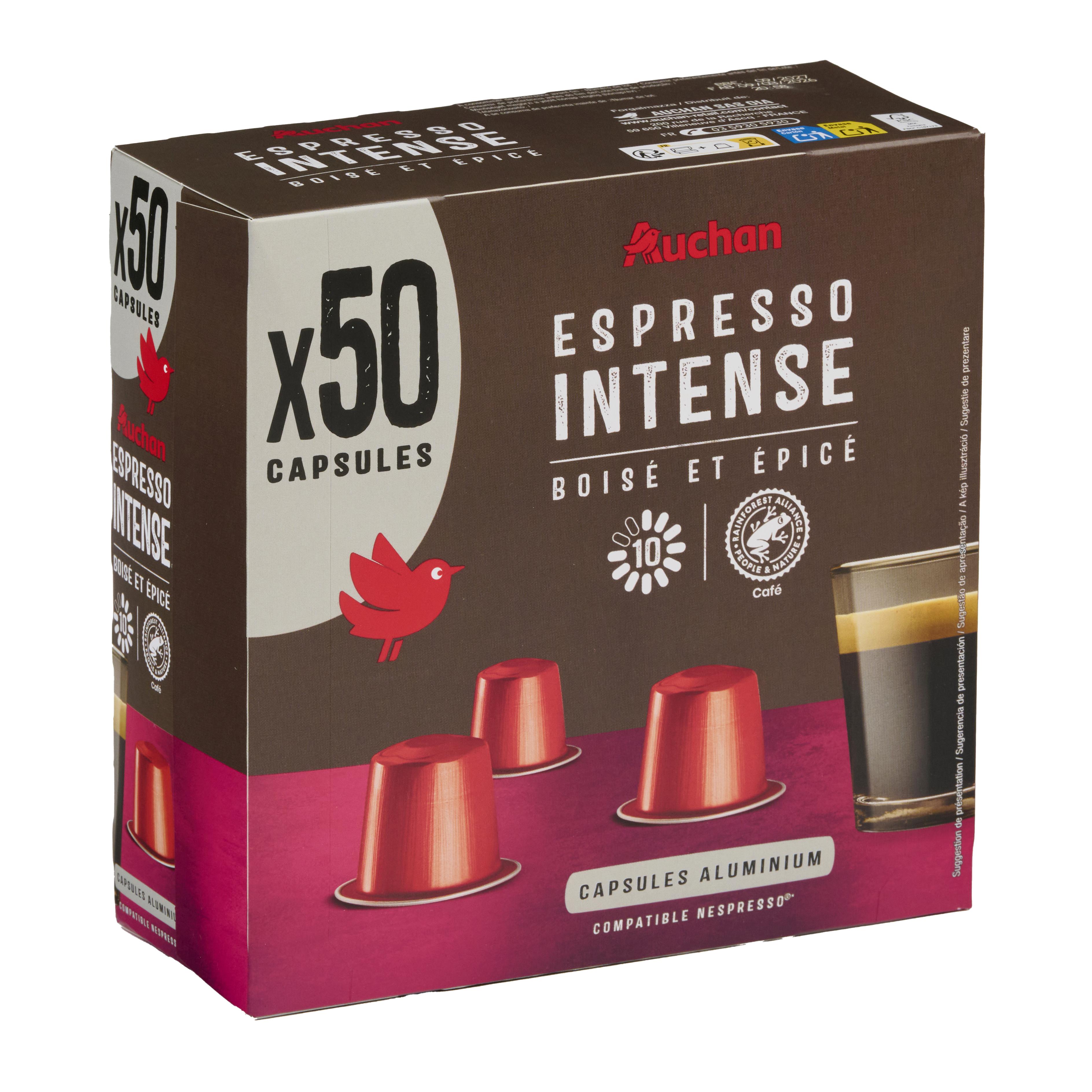 Voir la diapositive 4 : AUCHAN Capsules de café espresso intense compatibles Nespresso 50 capsules 260g
