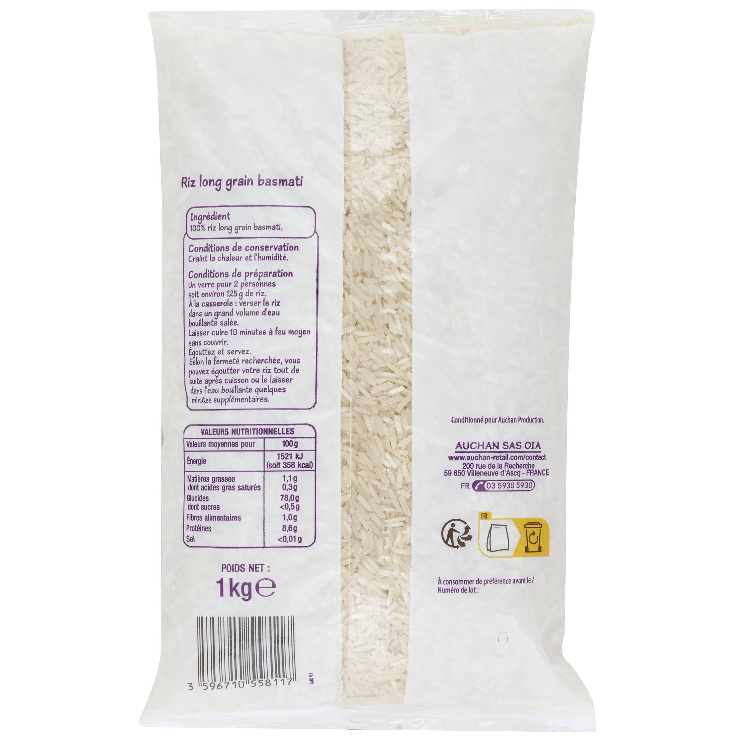 Voir la diapositive 2 : AUCHAN Riz basmati 1kg