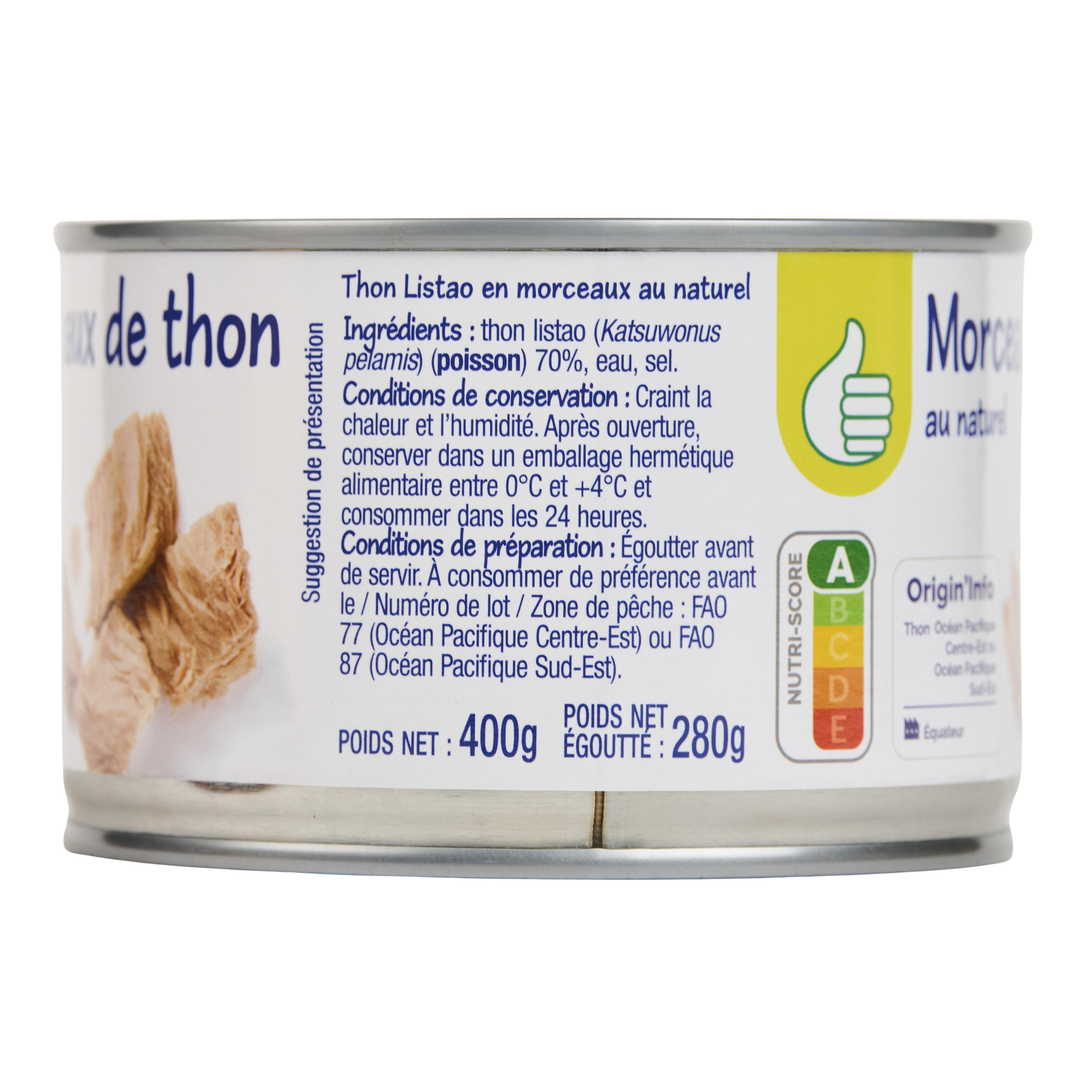 Voir la diapositive 6 : POUCE Morceaux de thon au naturel 280g