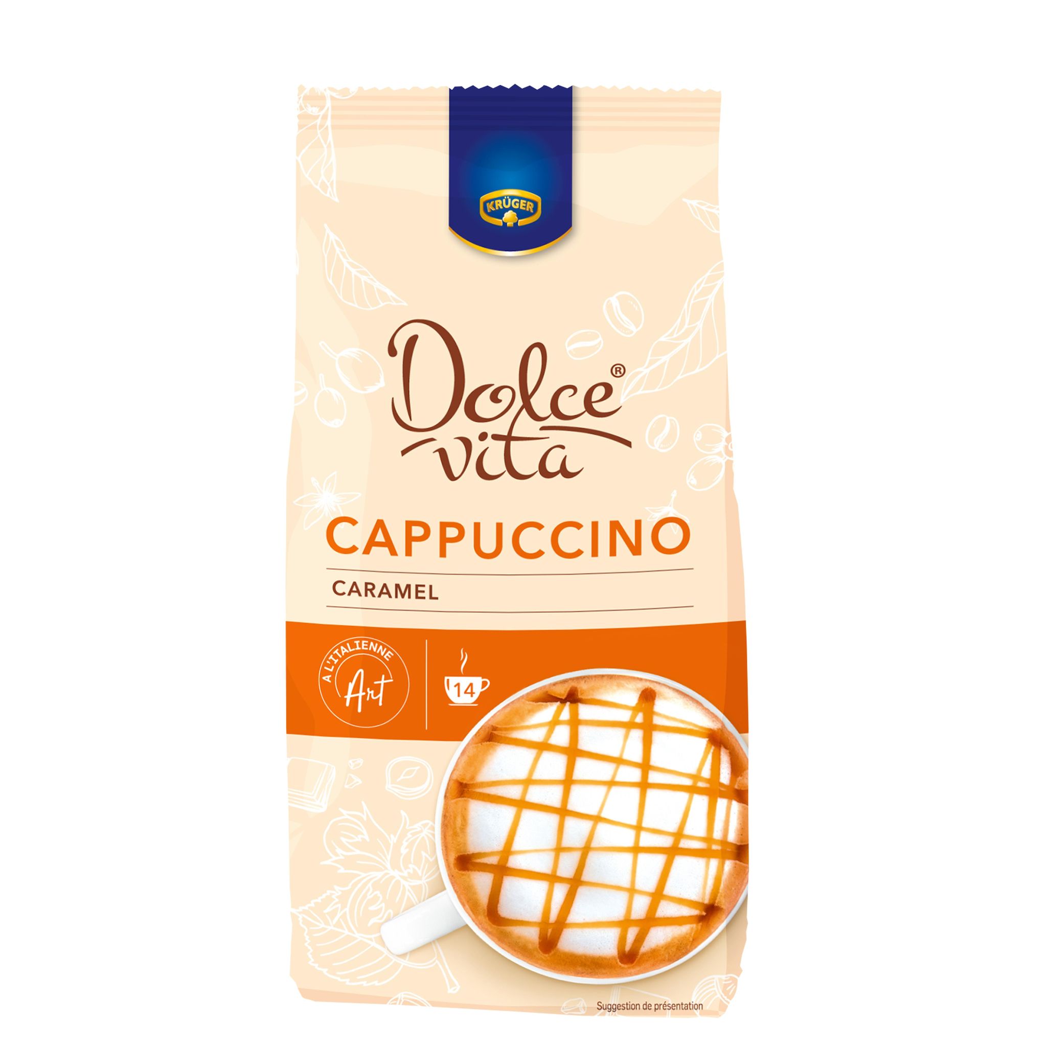 DOLCE VITA Préparation pour cappuccino caramel 14 tasses 380g