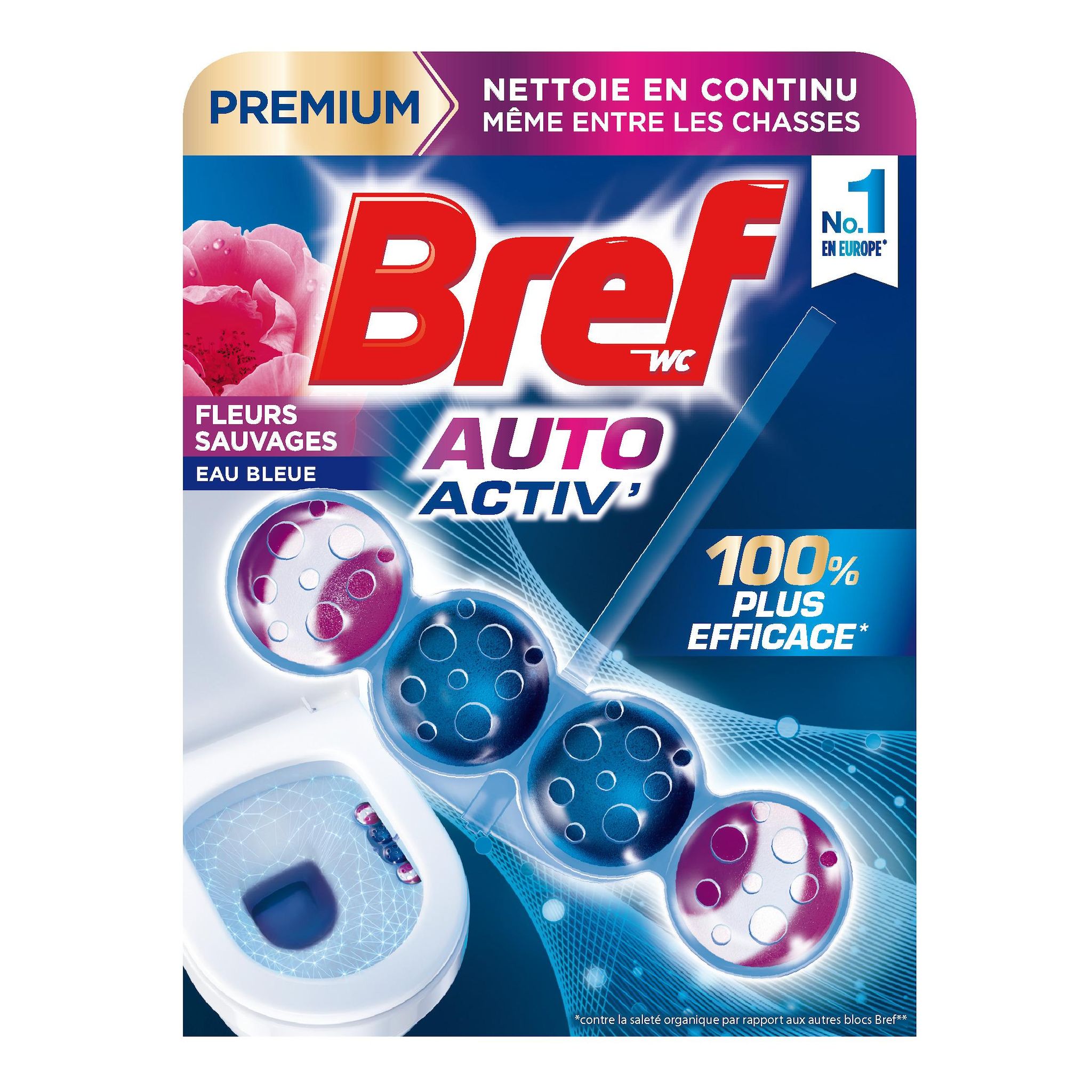 BREF Auto activ bloc wc nettoyant fleurs sauvages 1 bloc