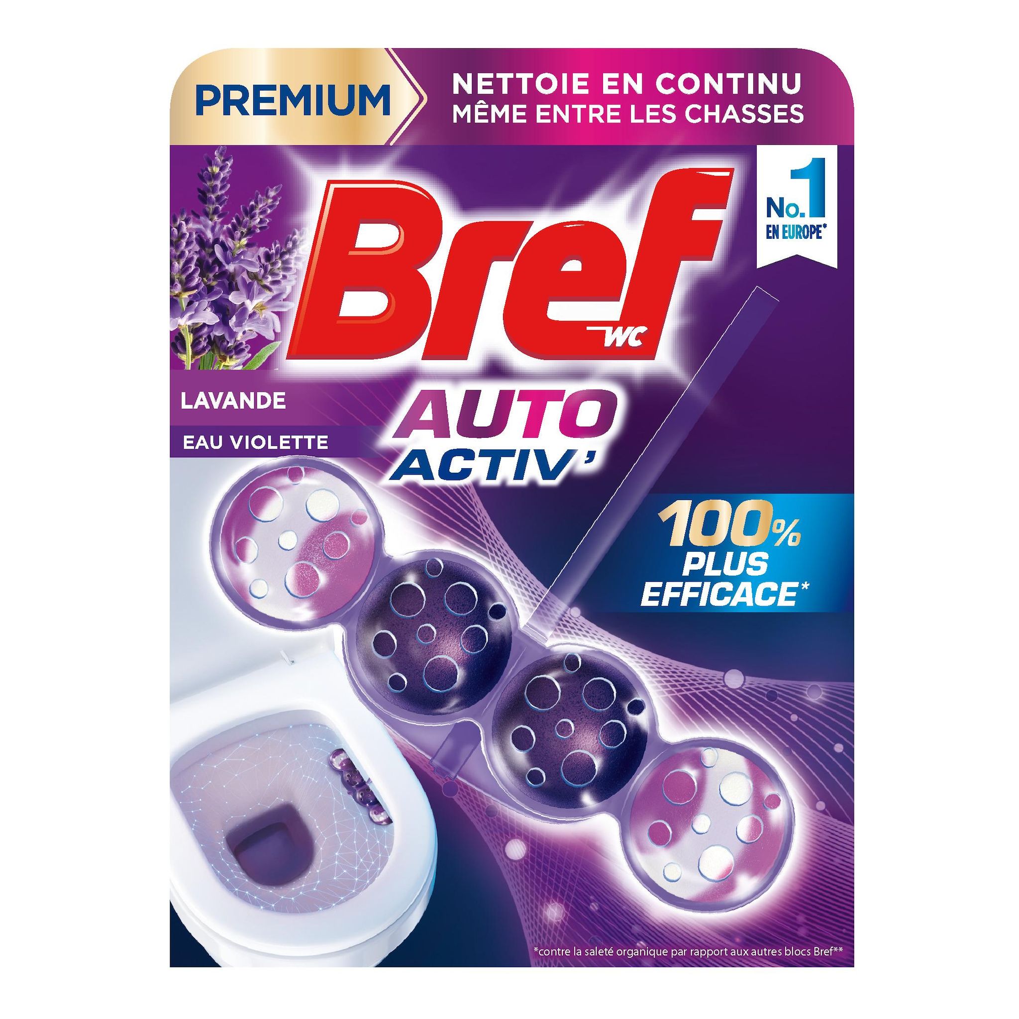 BREF Auto activ bloc wc lavande efficacité premium 1 pièce