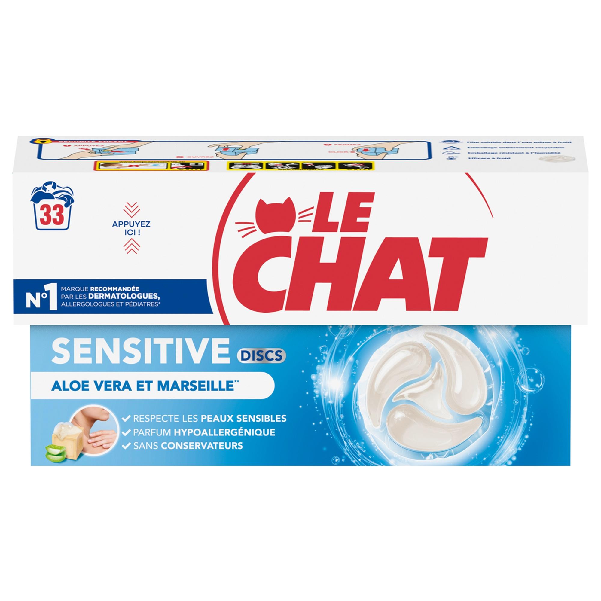 LE CHAT Lessive capsules savon de Marseille aloe vera 33 lavages 33 doses