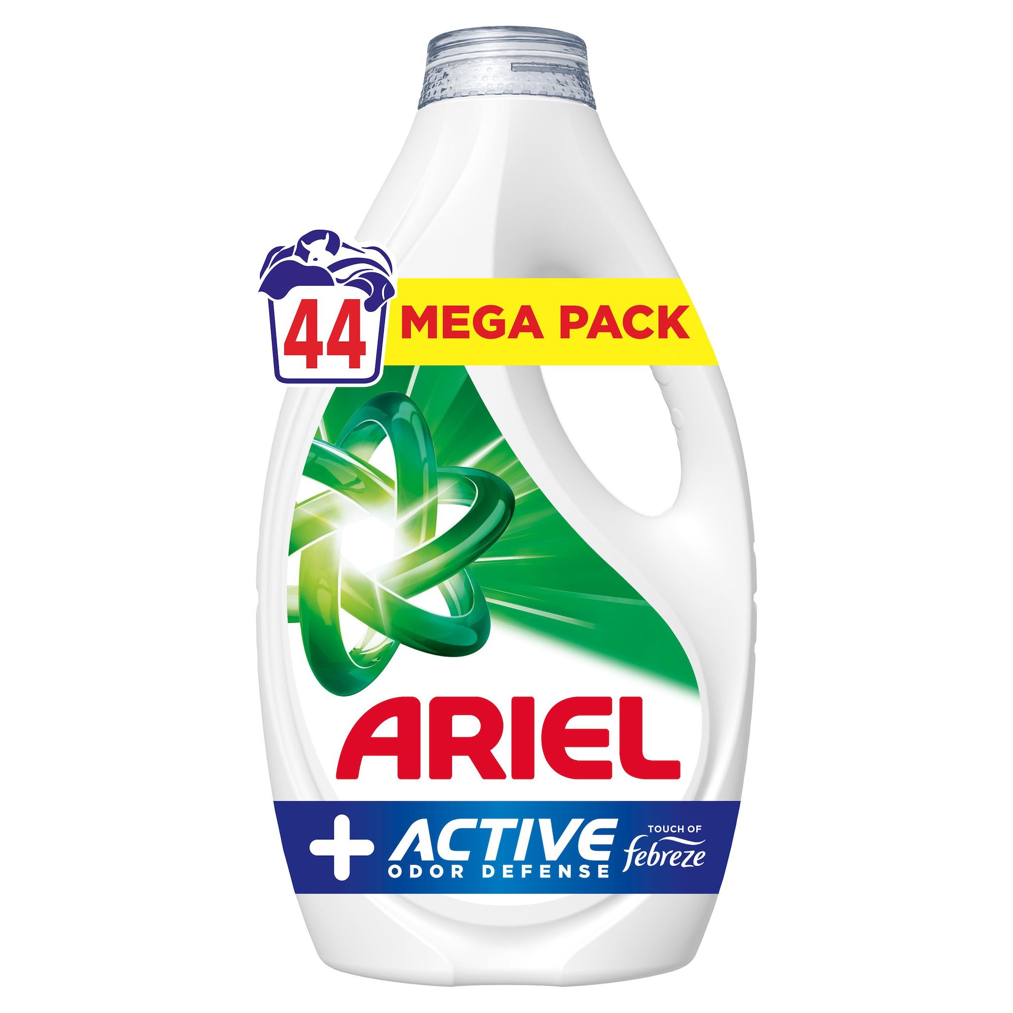 ARIEL Lessive liquide défense active contre les odeurs 44 lavages 1,98l