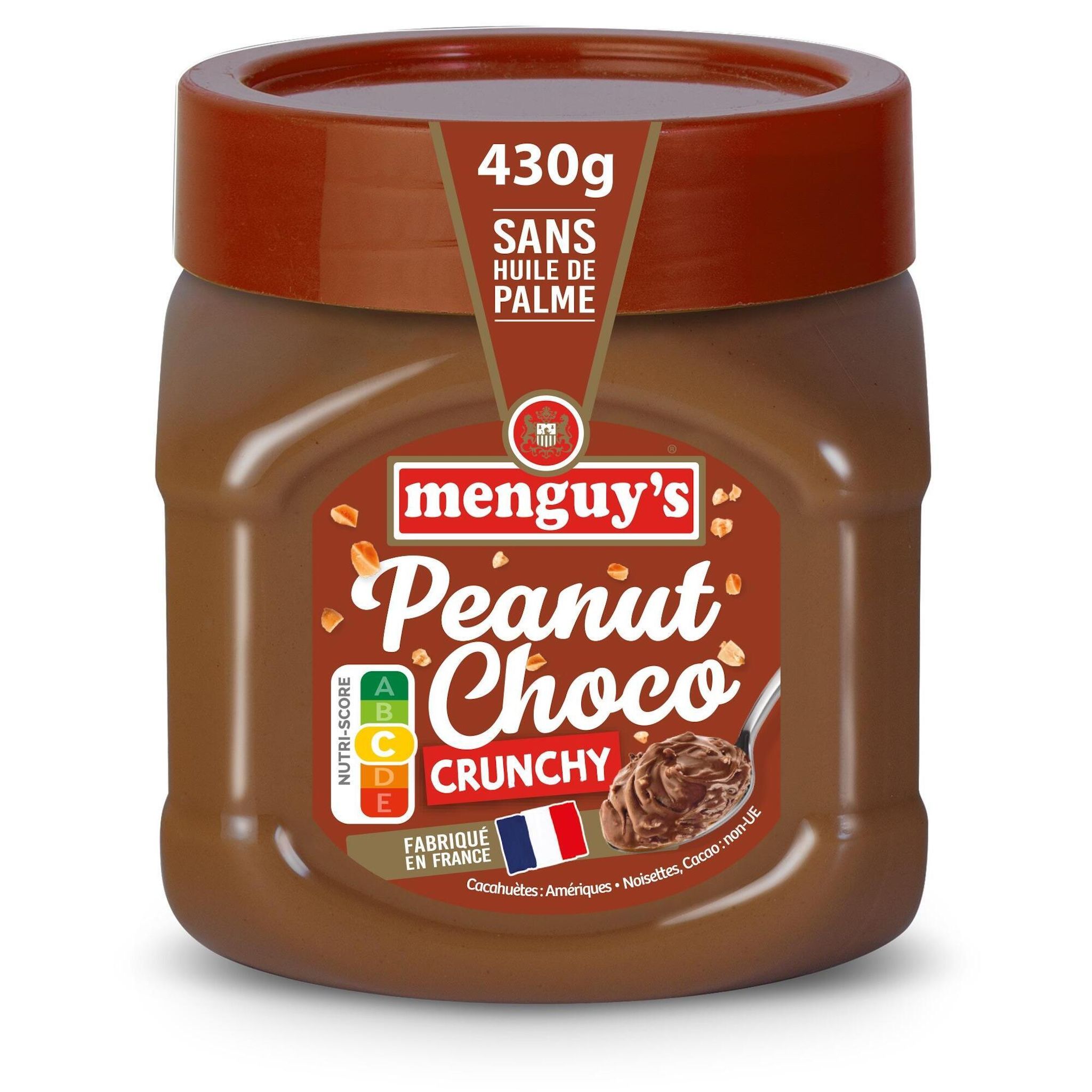 MENGUY'S Beurre de cacahuètes crunchy au chocolat sans huile de palme 430g