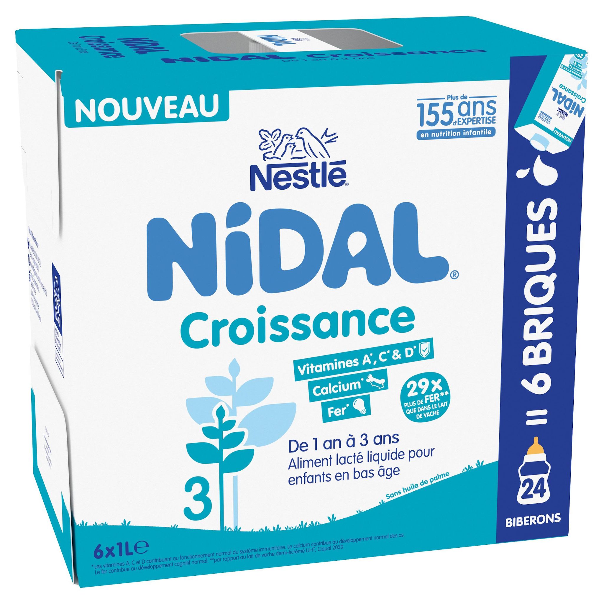 NESTLE Nidal Lait de croissance 3 liquide dès 12 mois 6x1l