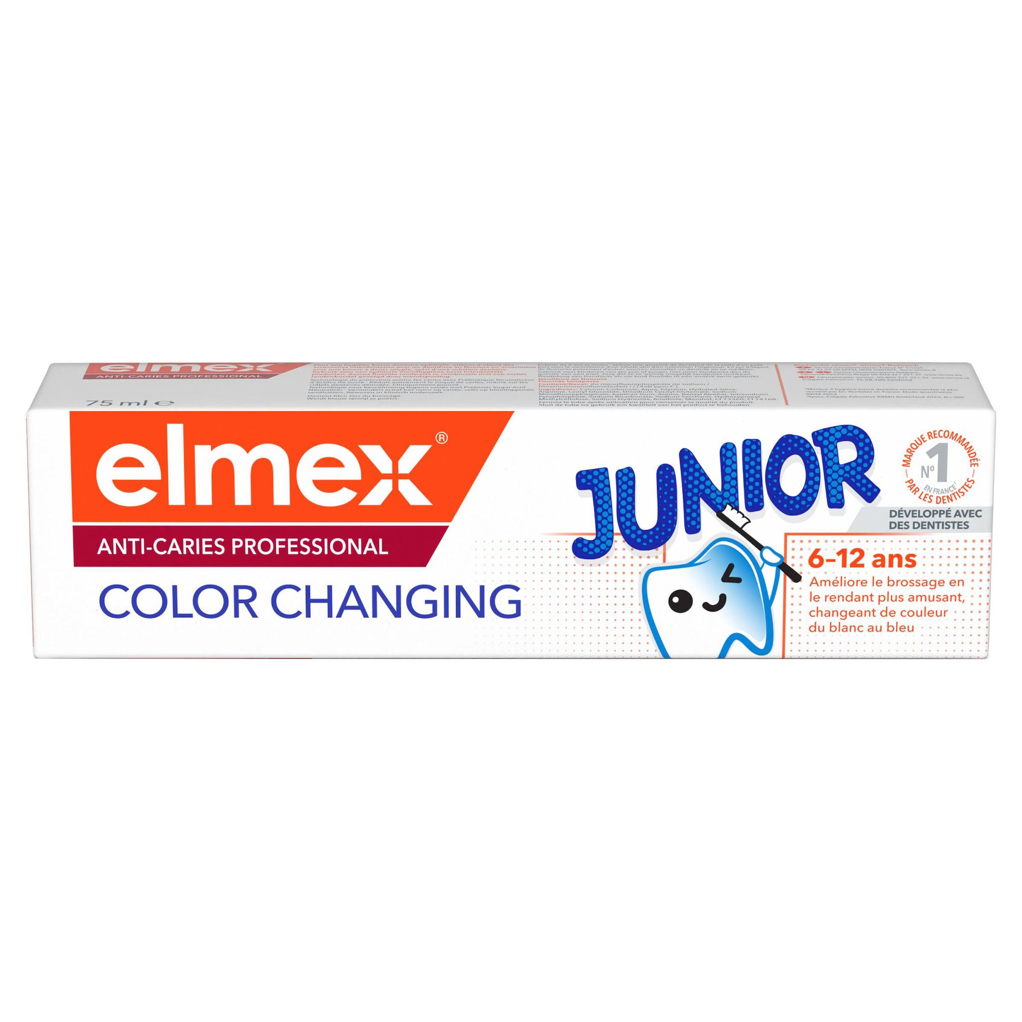 ELMEX Dentifrice junior anti caries color changing 6-12ans 75ml