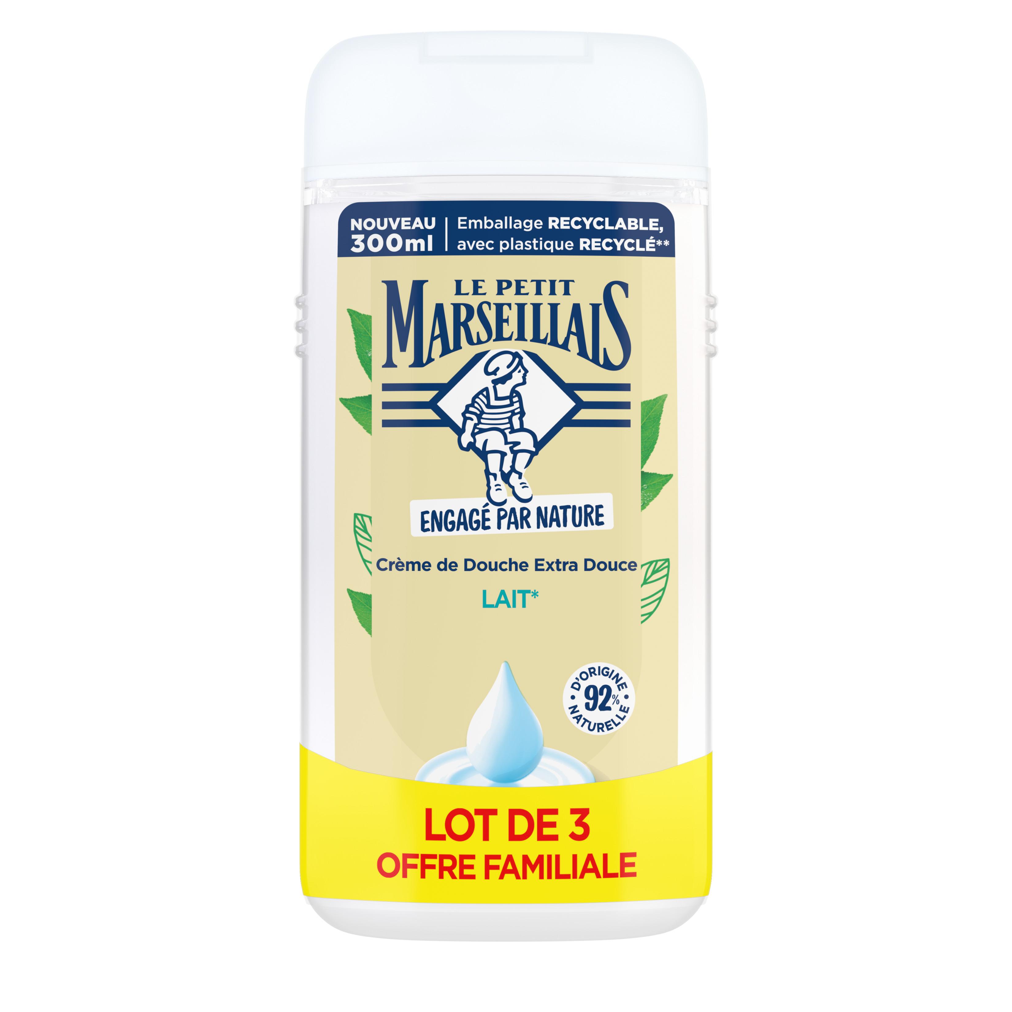 LE PETIT MARSEILLAIS Crème de douche extra douce lait 3x300ml