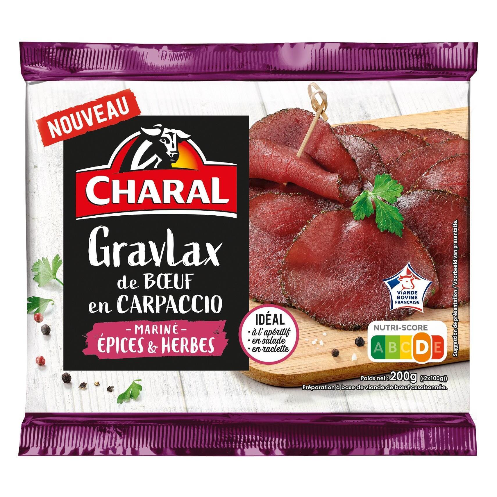 CHARAL Gravlax de boeuf en carpaccio mariné épices et herbes 200g