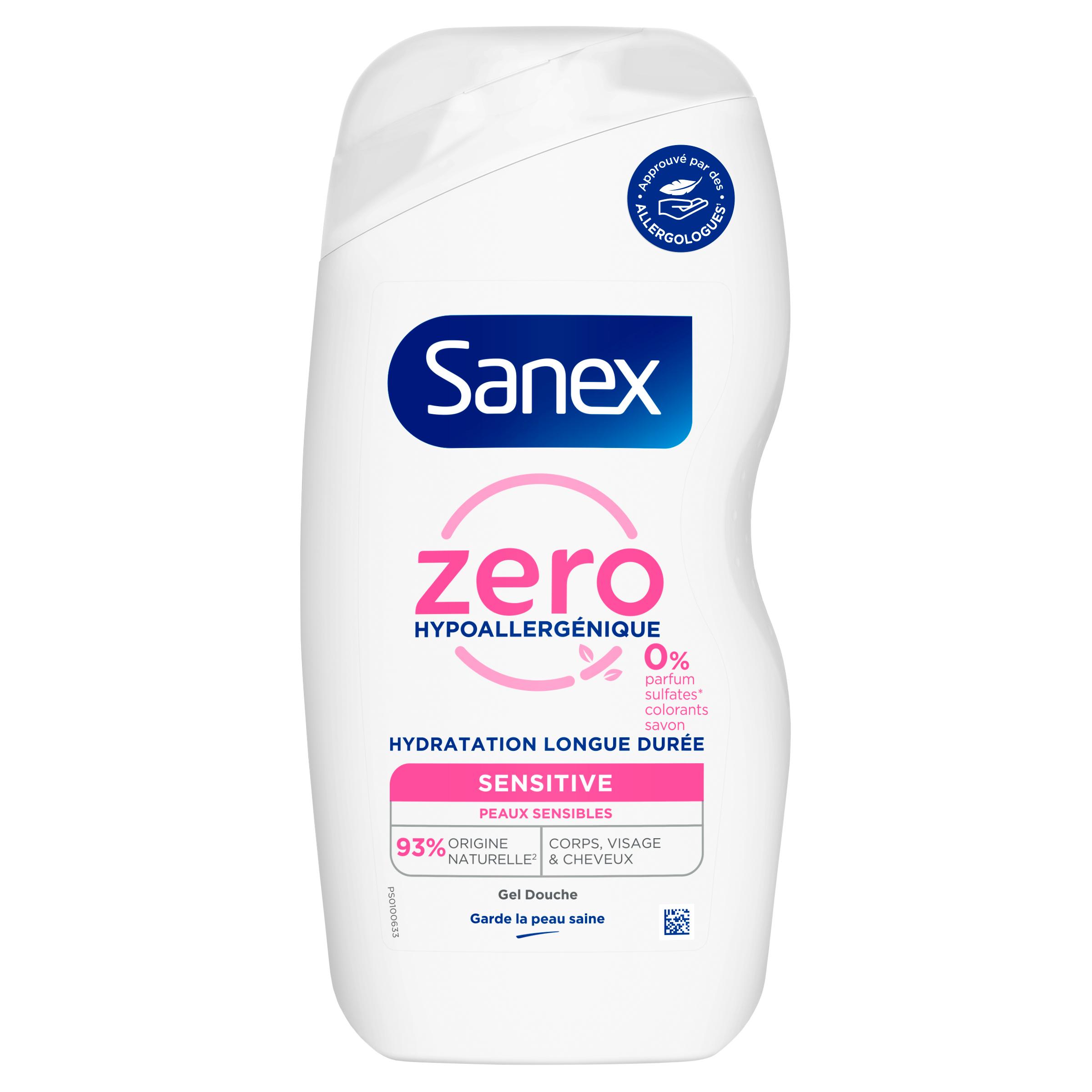 SANEX Gel douche zéro hypoallergénique sensitive peaux sensibles 475ml