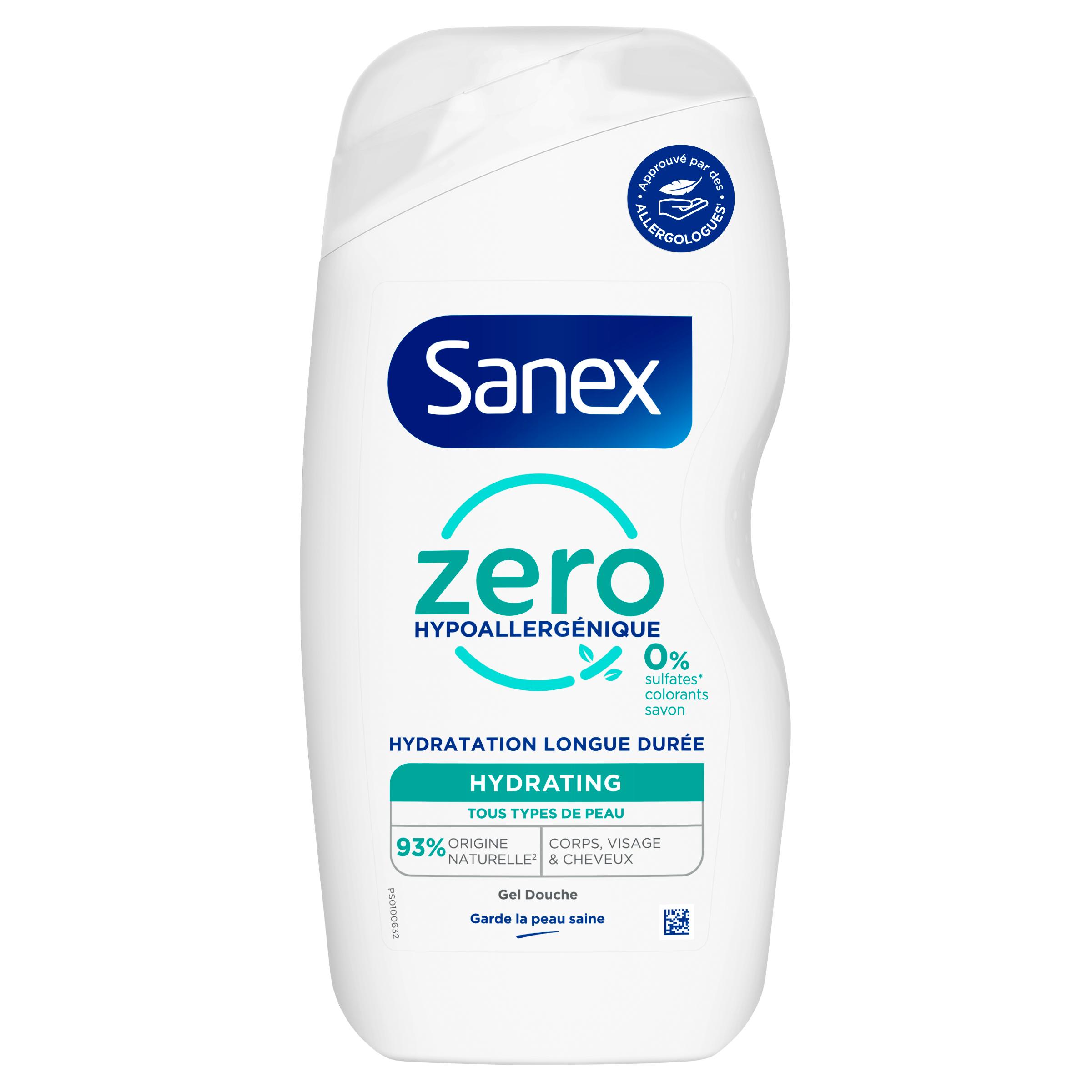 SANEX Gel douche zéro hypoallergénique hydratant tous types de peau 475ml
