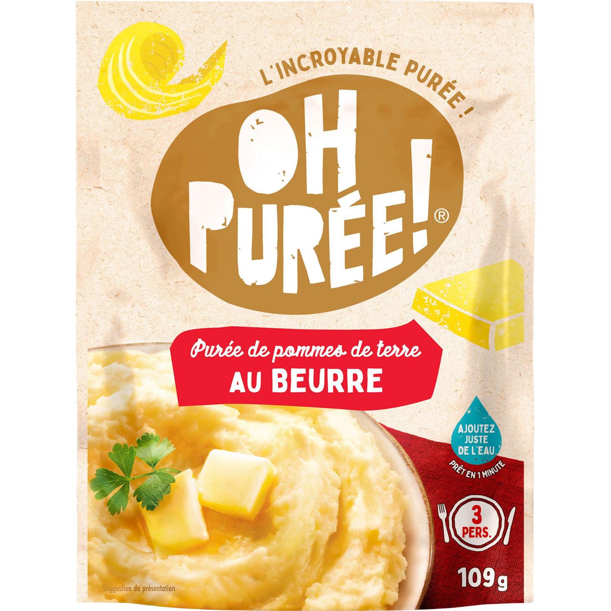 OH PUREE! Purée de pommes de terre au beurre 3 portions 109g
