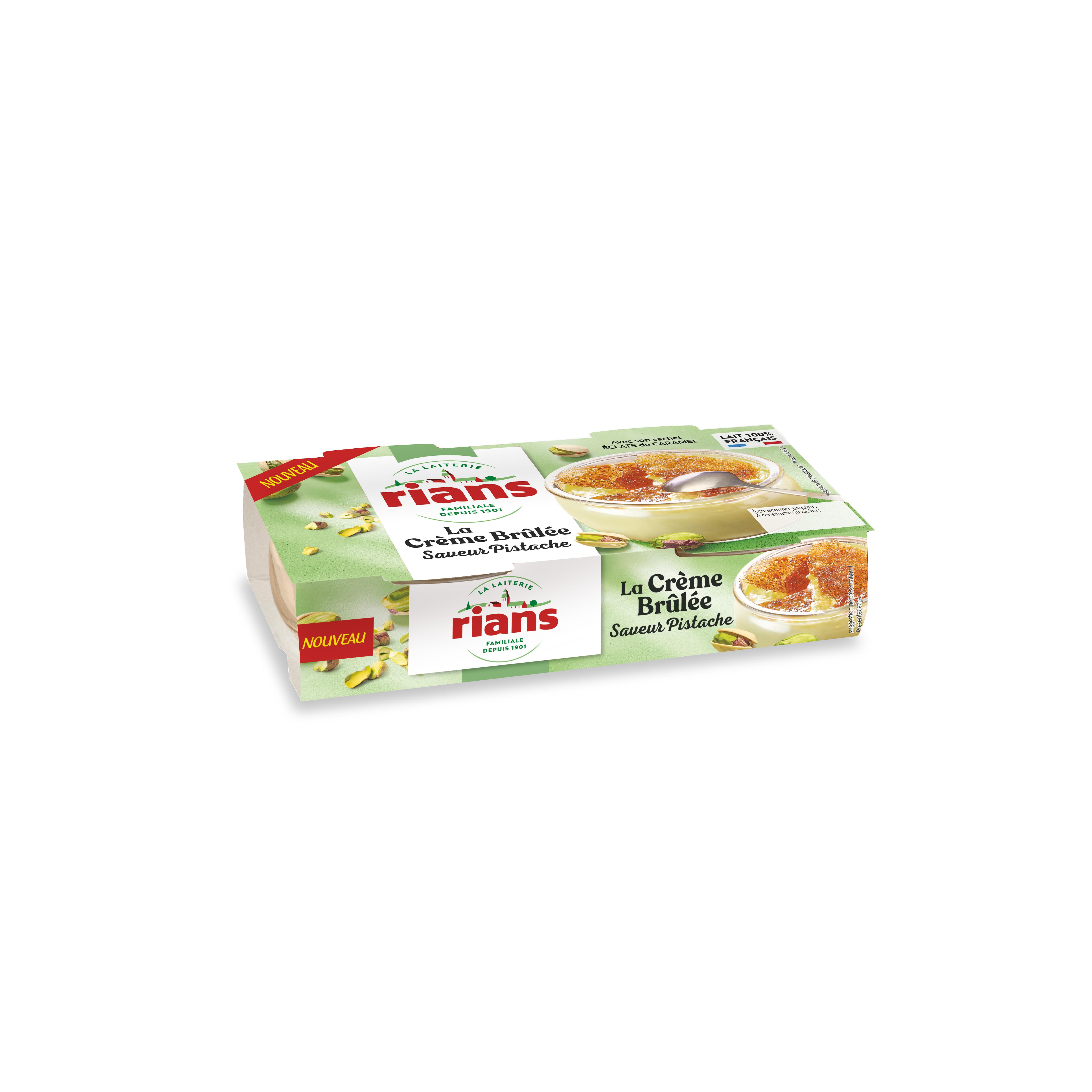RIANS La crème brûlée saveur pistache 2x100g