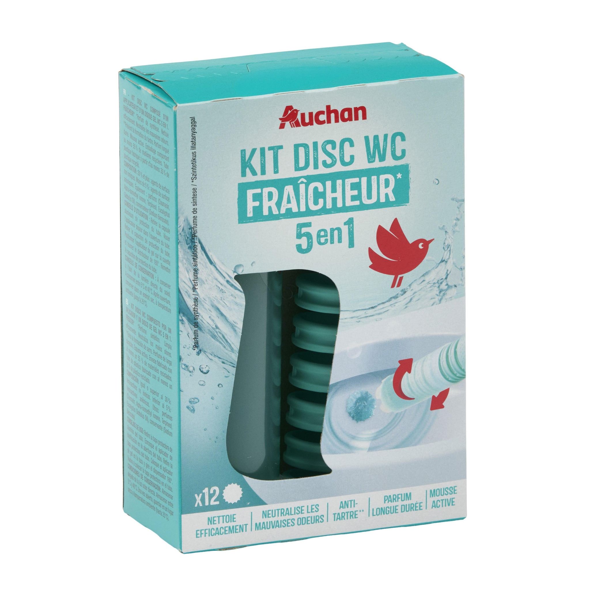 Voir la diapositive 4 : AUCHAN Gel nettoyant wc fraîcheur 12 disques