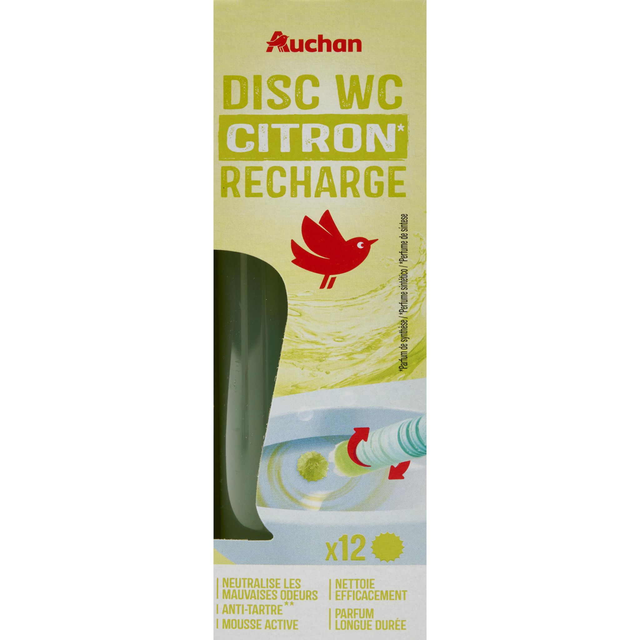 AUCHAN Recharge disc wc citron 12 pièces