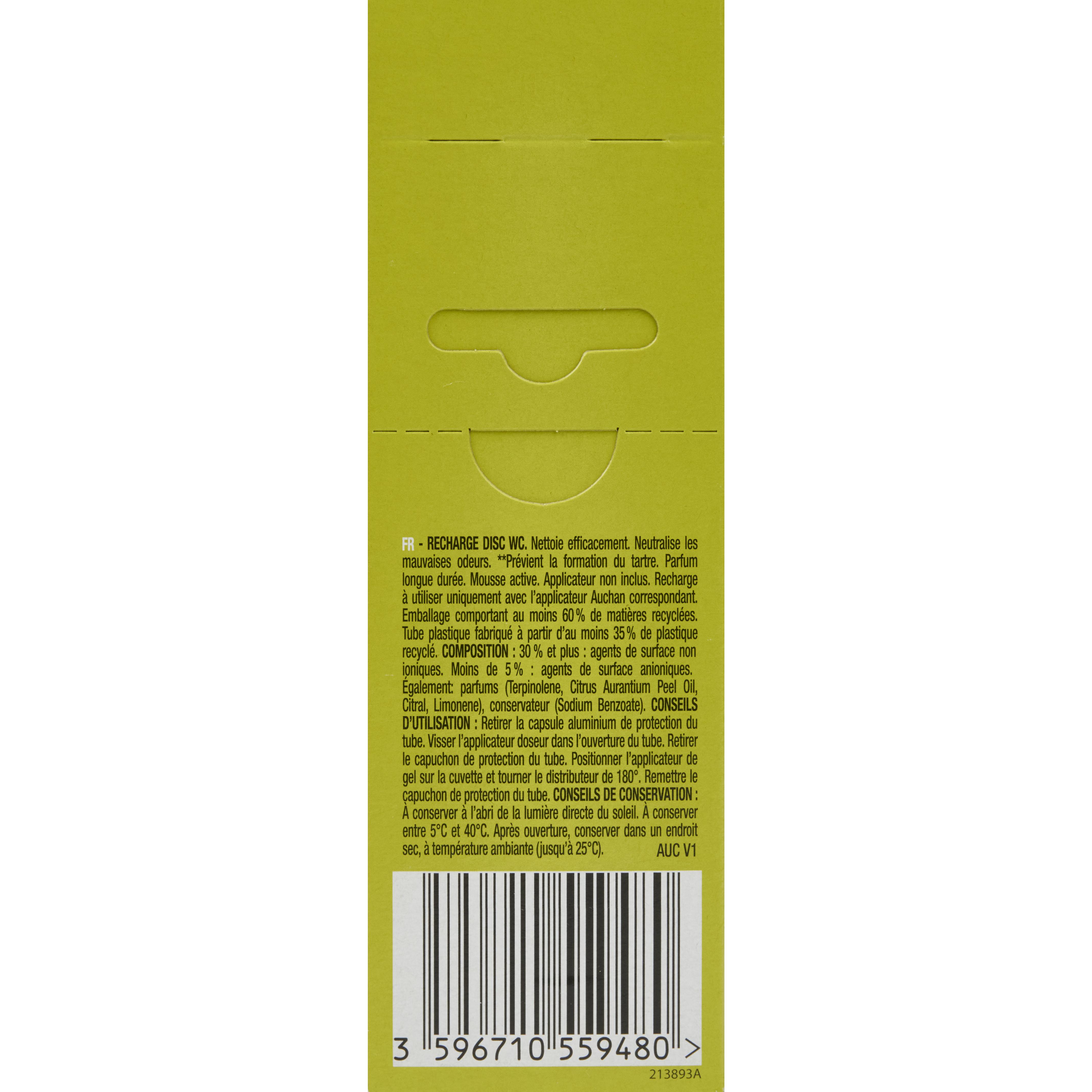 Voir la diapositive 3 : AUCHAN Recharge disc wc citron 12 pièces