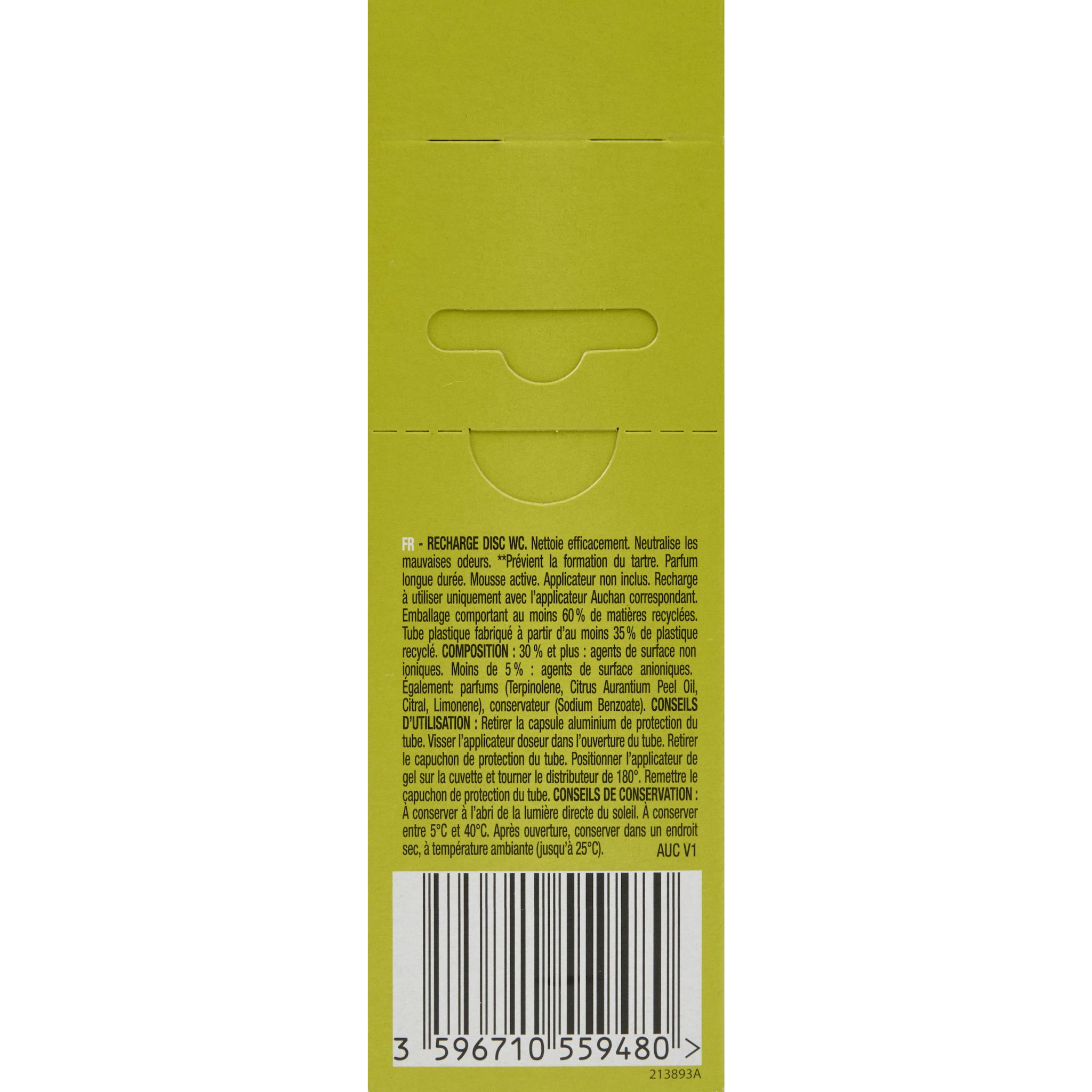Voir la diapositive 3 : AUCHAN Recharge disc wc citron 12 pièces