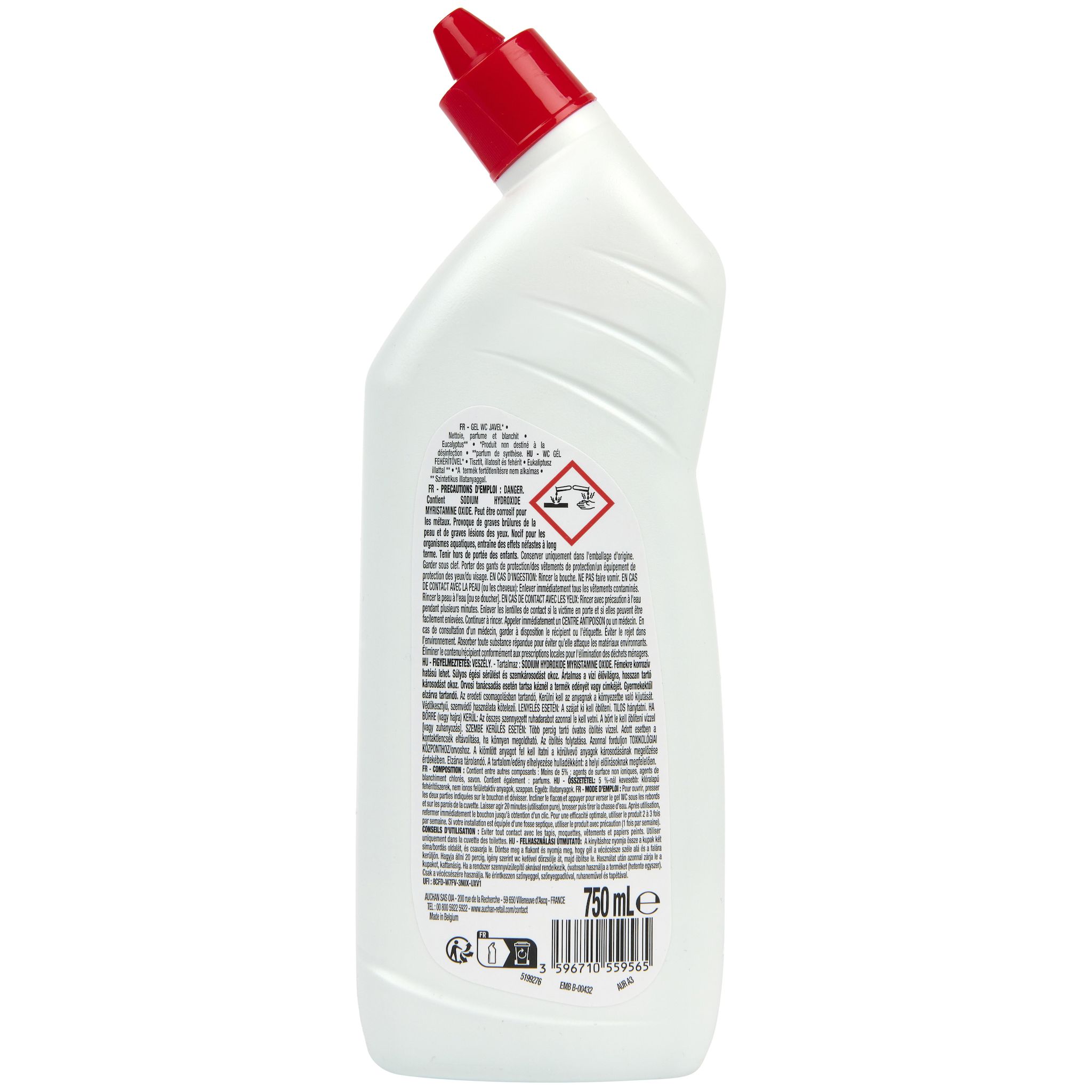 Voir la diapositive 2 : AUCHAN Gel nettoyant WC eucalyptus 750ml