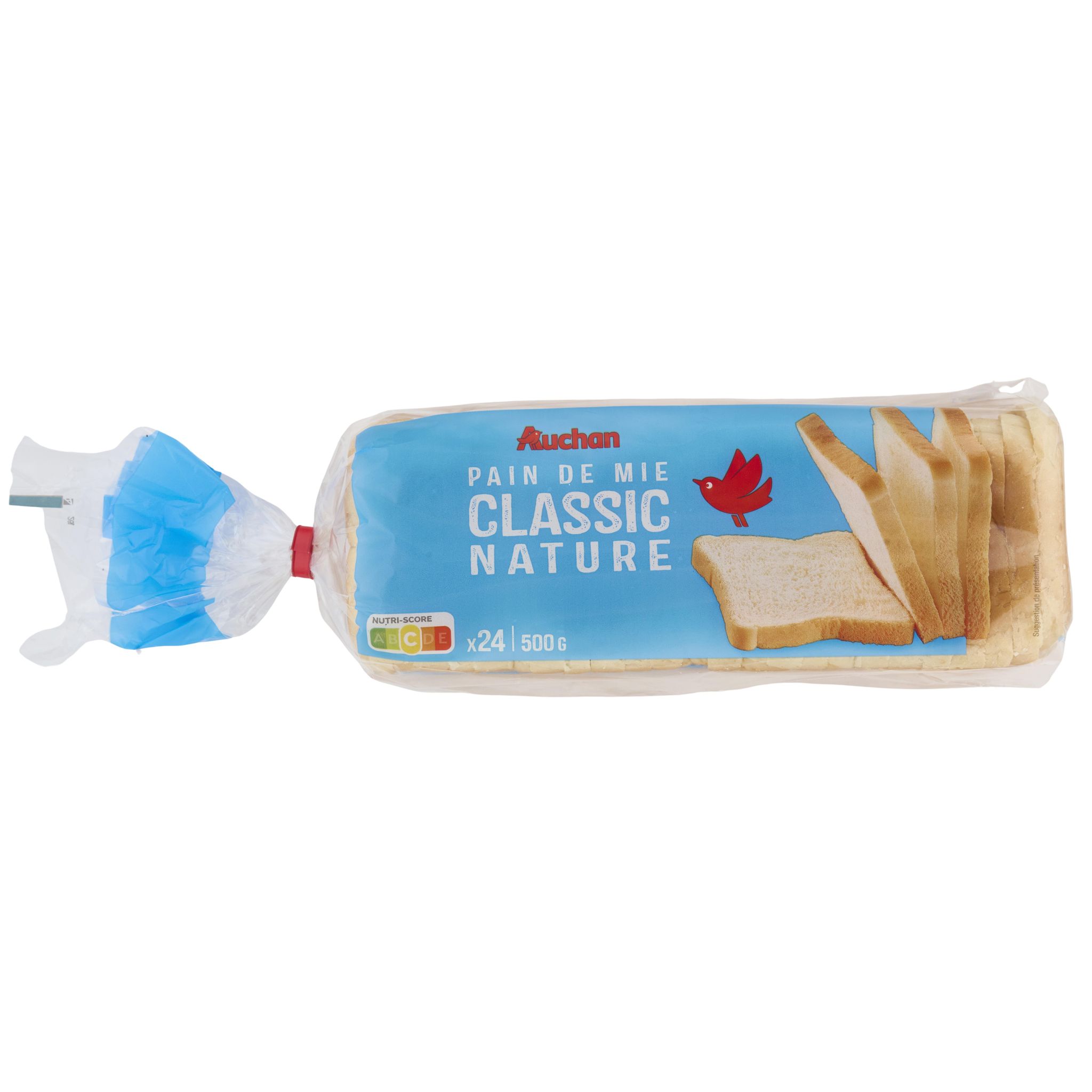 AUCHAN Pain de mie nature classic nature 24 tranches 500g