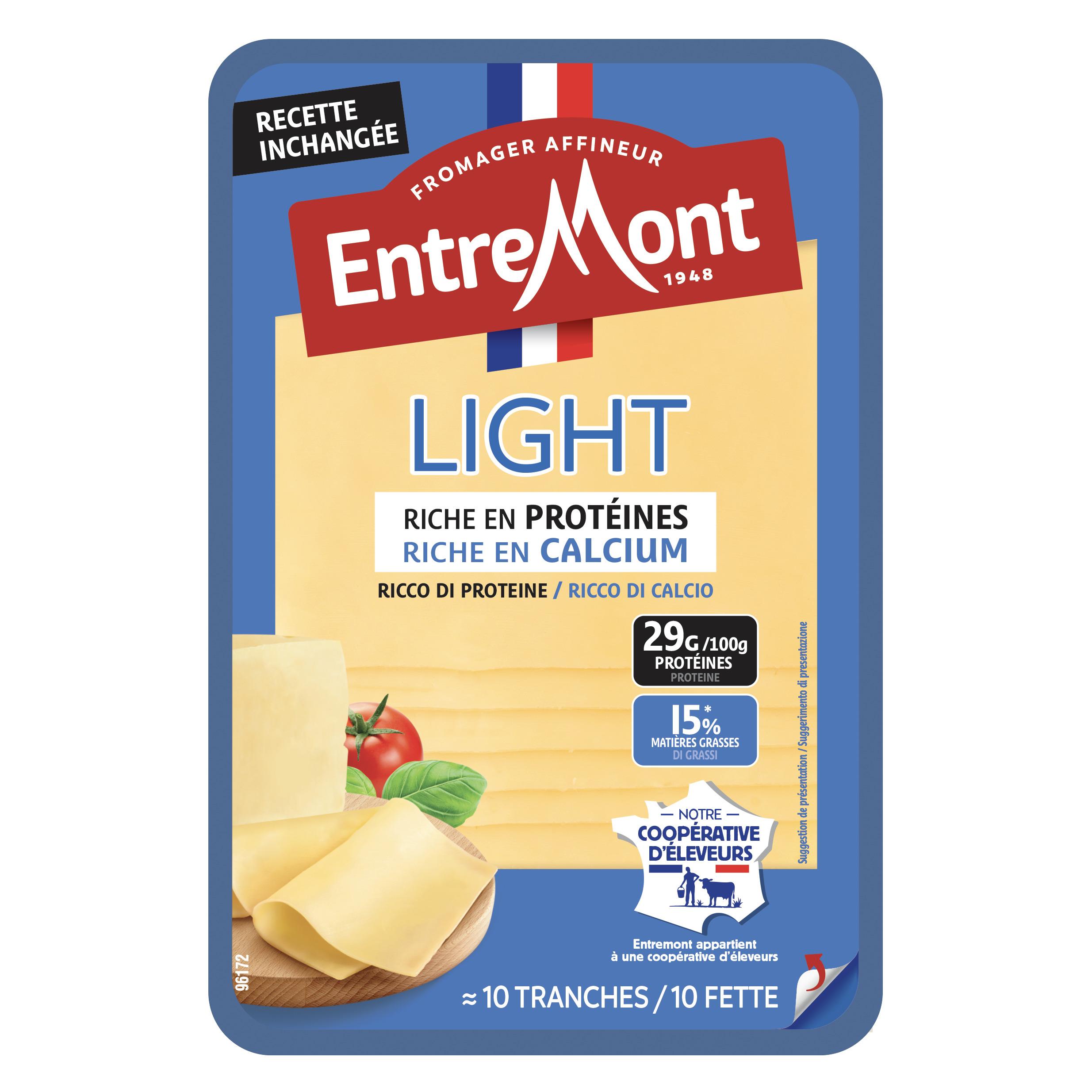 ENTREMONT Fromage à pâte pressée non cuite en tranches allégé 10 tranches 150g