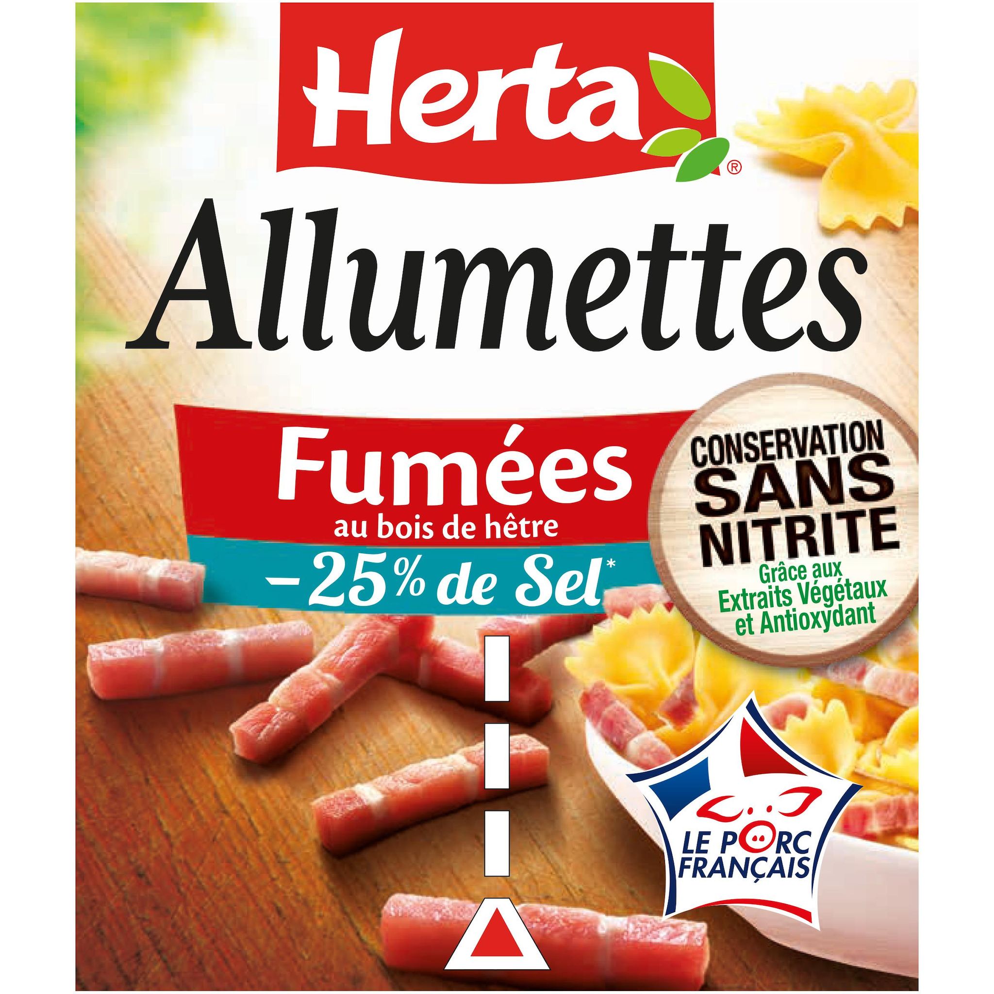 HERTA Allumettes fumées -25% de sel sans nitrite 2x75g