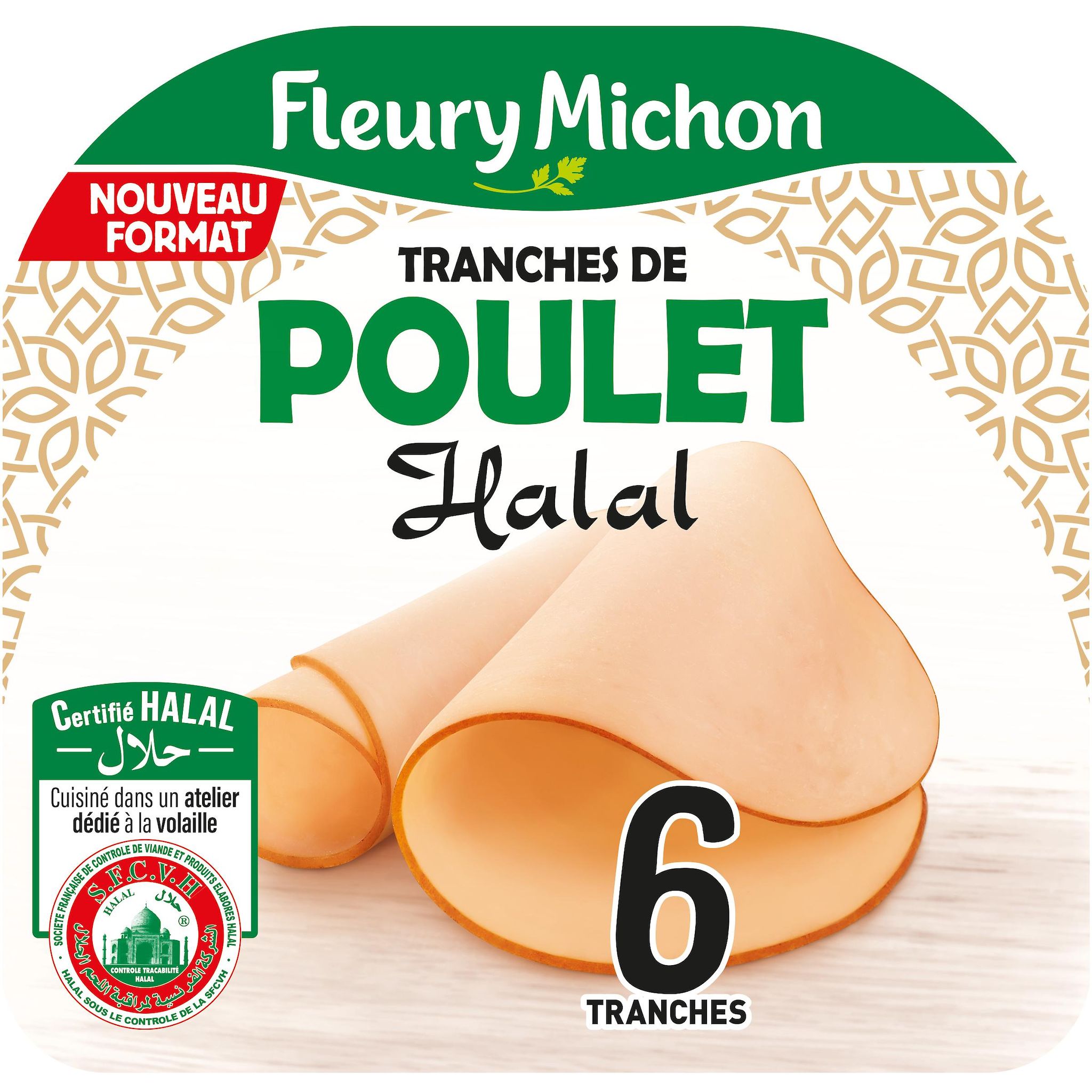 FLEURY MICHON Tranches de poulet halal 6 tranches 190g
