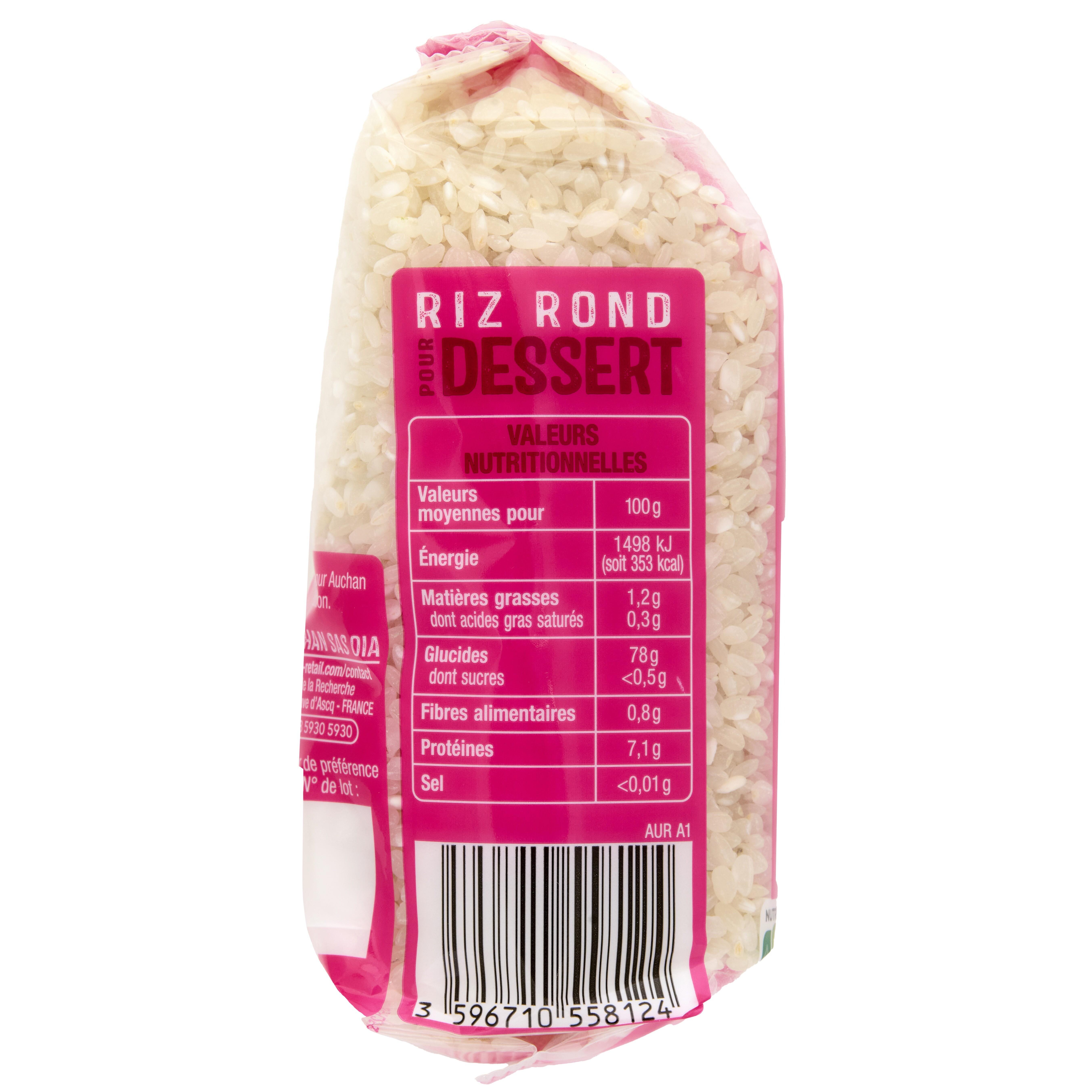 Voir la diapositive 2 : AUCHAN Riz rond dessert 500g